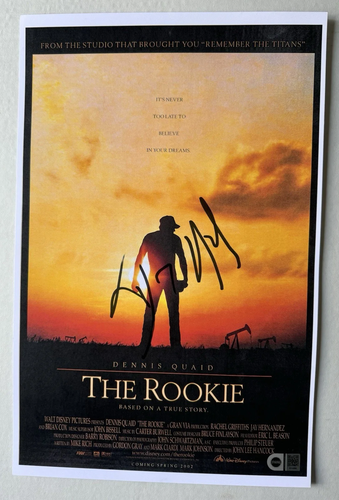dennis quid — Dennis Quaid ‘The Rookie’ Signed 11x17 Photo ‘Jimmy Morris’ Swau Authenticated 4