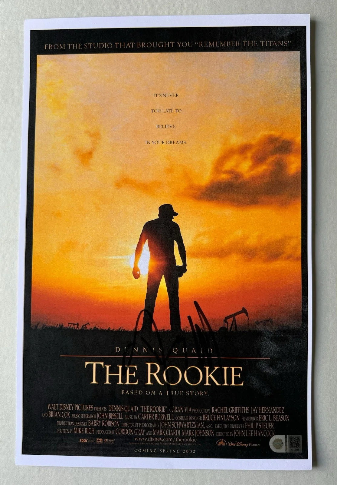 dennis quid — Dennis Quaid ‘The Rookie’ Signed 11x17 Photo ‘Jimmy Morris’ Swau Authenticated 2