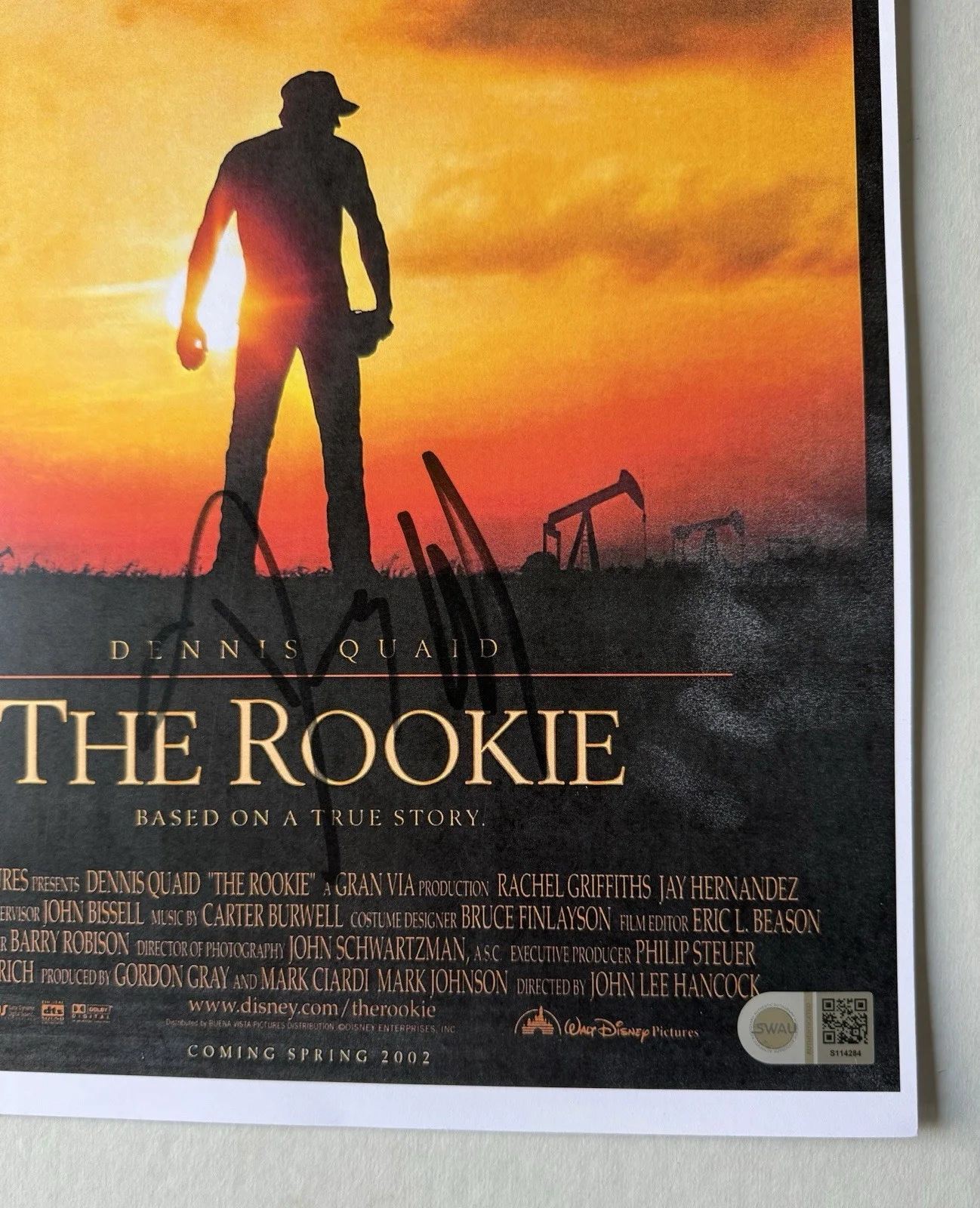 dennis quid — Dennis Quaid ‘The Rookie’ Signed 11x17 Photo ‘Jimmy Morris’ Swau Authenticated 2, изображение 2