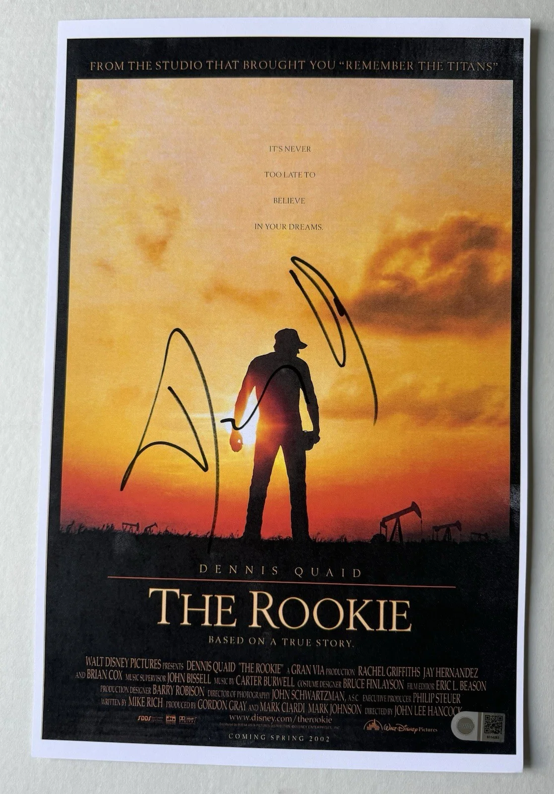 dennis quid — Dennis Quaid ‘The Rookie’ Signed 11x17 Photo ‘Jimmy Morris’ Swau Authenticated 3