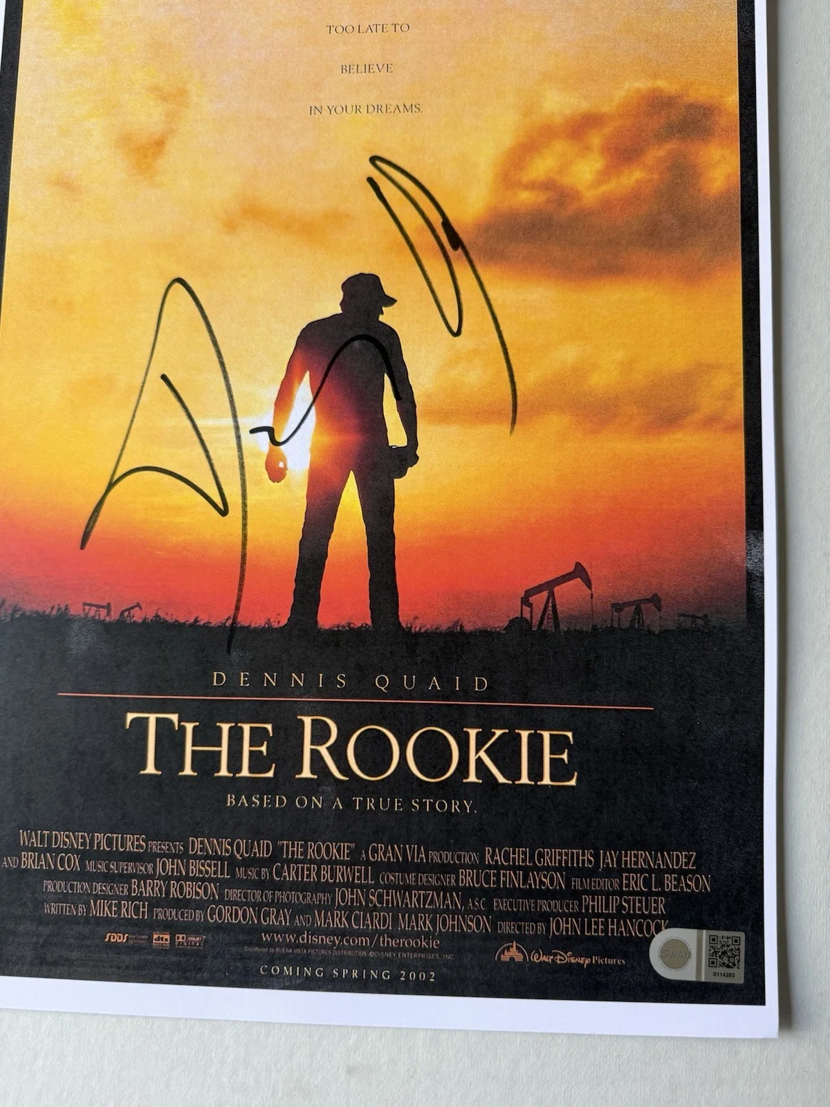 dennis quid — Dennis Quaid ‘The Rookie’ Signed 11x17 Photo ‘Jimmy Morris’ Swau Authenticated 3, image 2