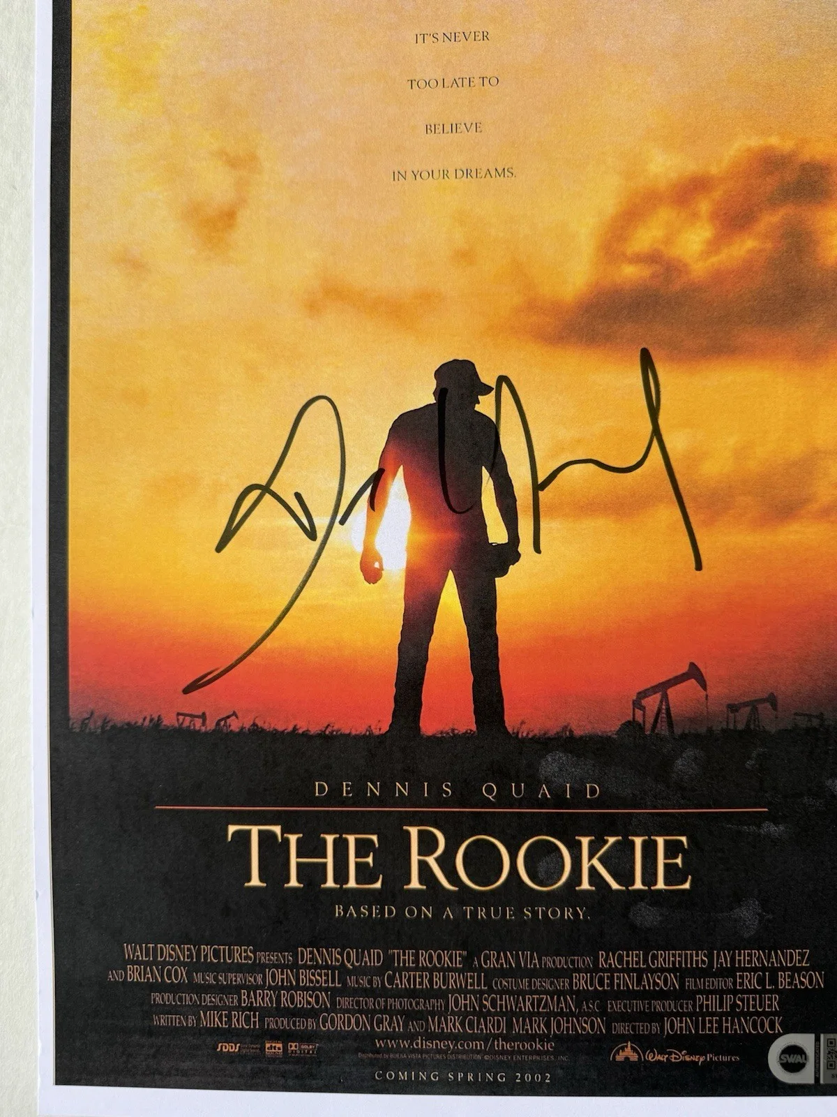 dennis quid — Dennis Quaid ‘The Rookie’ Signed 11x17 Photo ‘Jimmy Morris’ Swau Authenticated, изображение 2