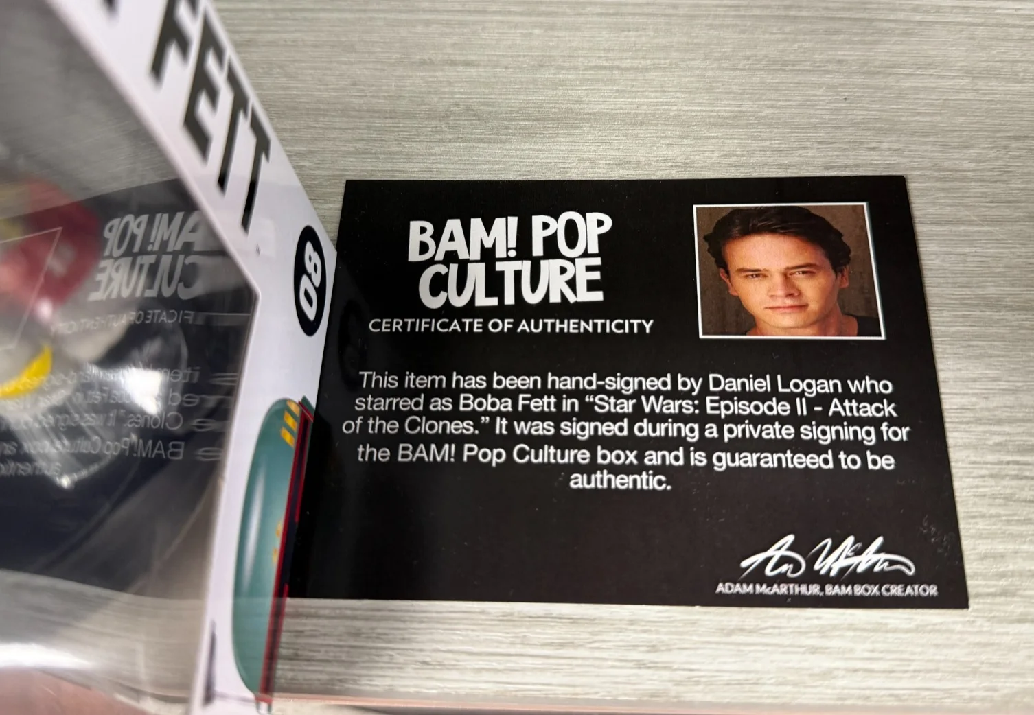 Daniel Logan — Funko Pop! Star Wars - Boba Fett #8 Signed By Daniel Logan Autograph BAM COA, изображение 2