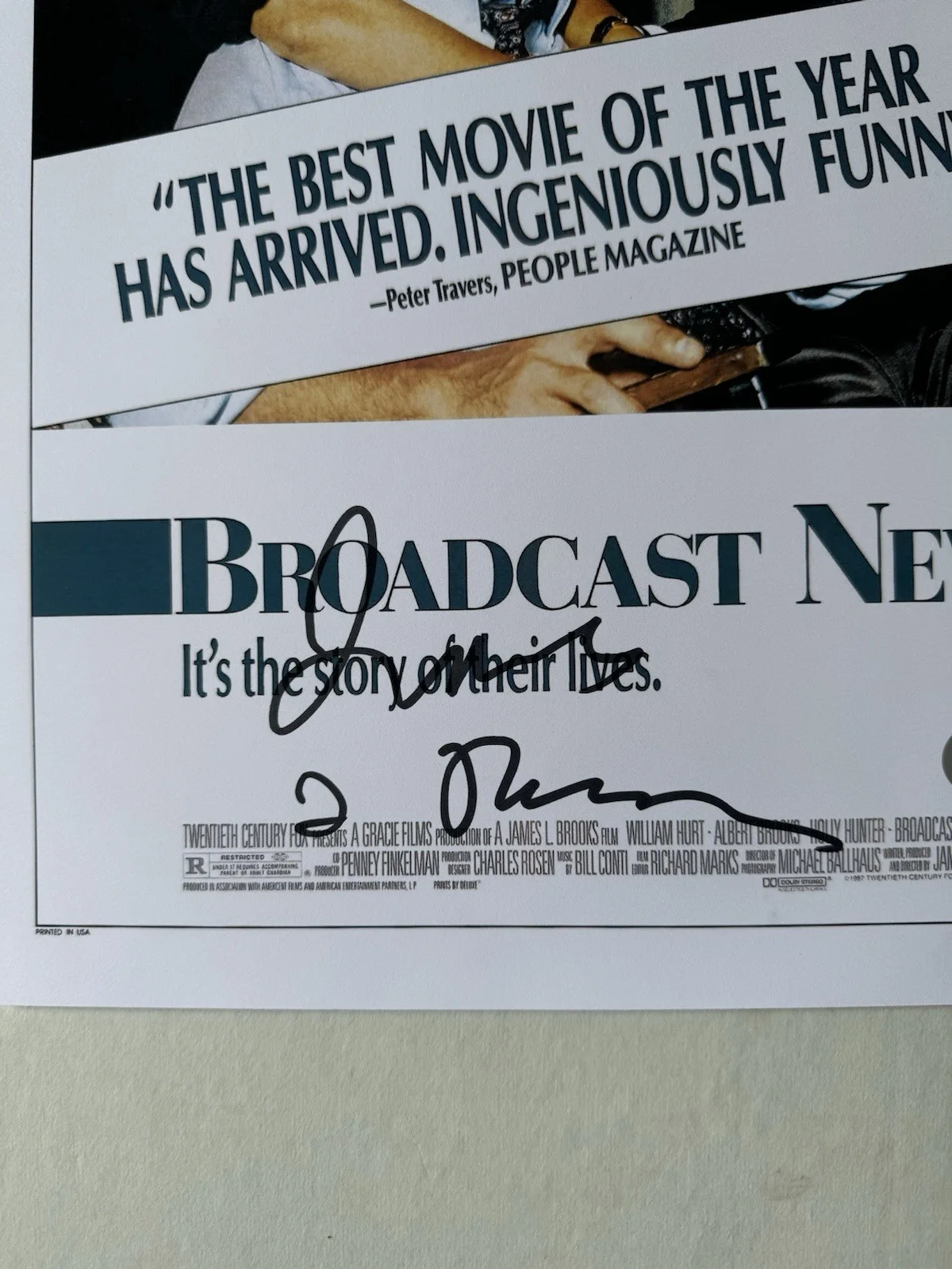 JAMES L. BROOKS SIGNED BROADCAST NEWS 11X17 MOVIE POSTER SWAU AUTHENTICATED 10, изображение 2