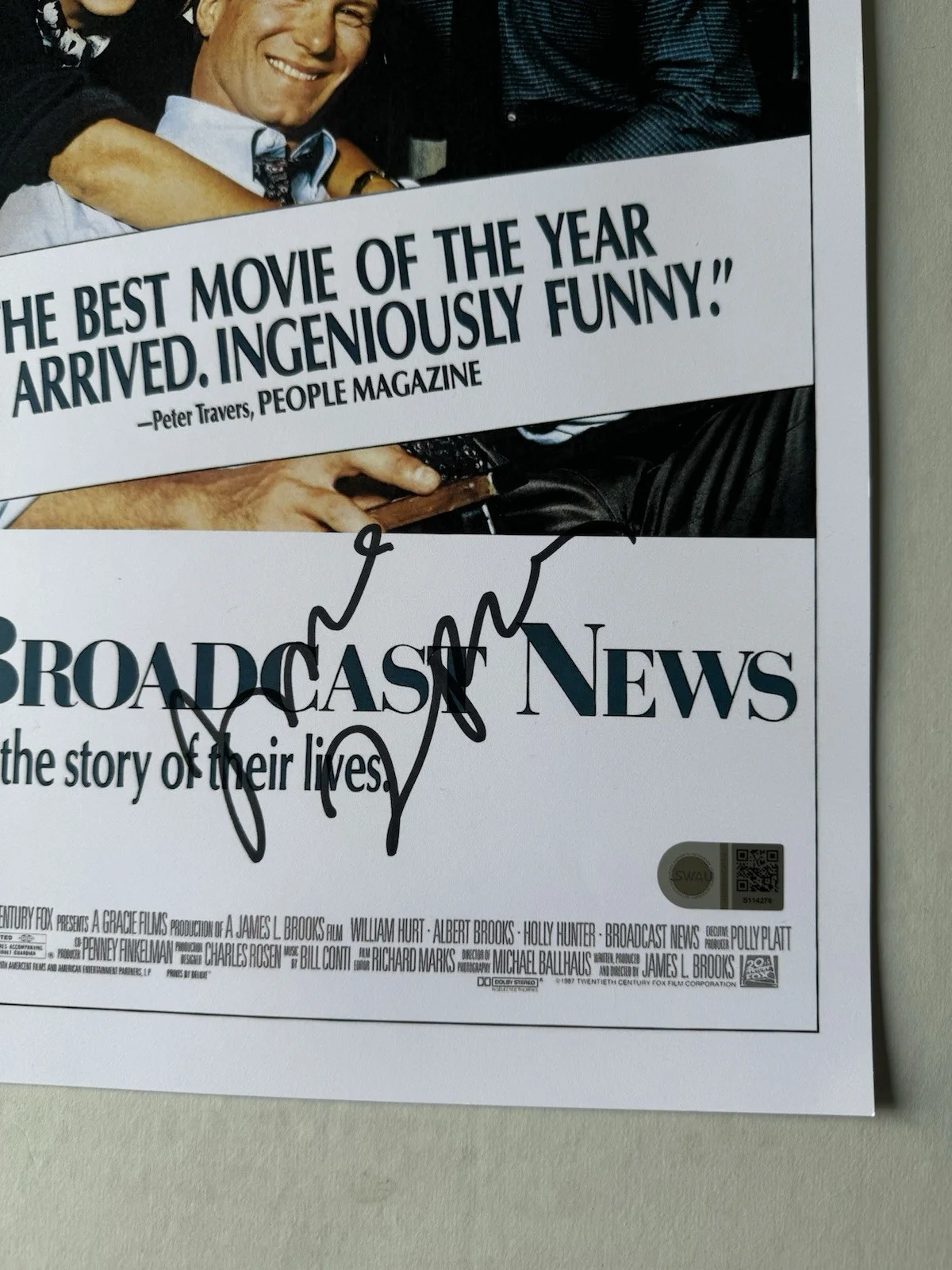 JAMES L. BROOKS SIGNED BROADCAST NEWS 11X17 MOVIE POSTER SWAU AUTHENTICATED 9, изображение 2