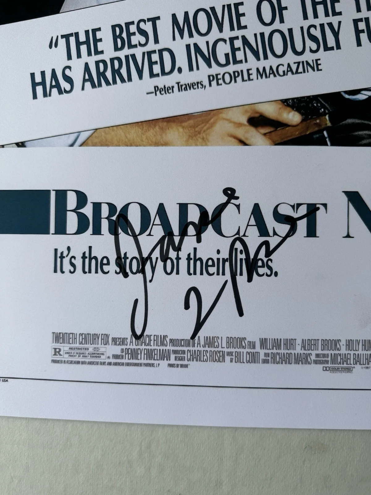 JAMES L. BROOKS SIGNED BROADCAST NEWS 11X17 MOVIE POSTER SWAU AUTHENTICATED 3, изображение 2