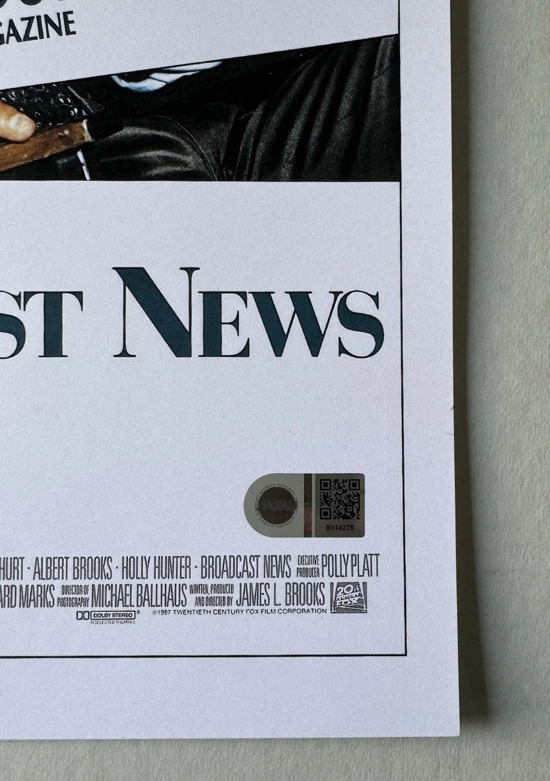 JAMES L. BROOKS SIGNED BROADCAST NEWS 11X17 MOVIE POSTER SWAU AUTHENTICATED 2, изображение 3