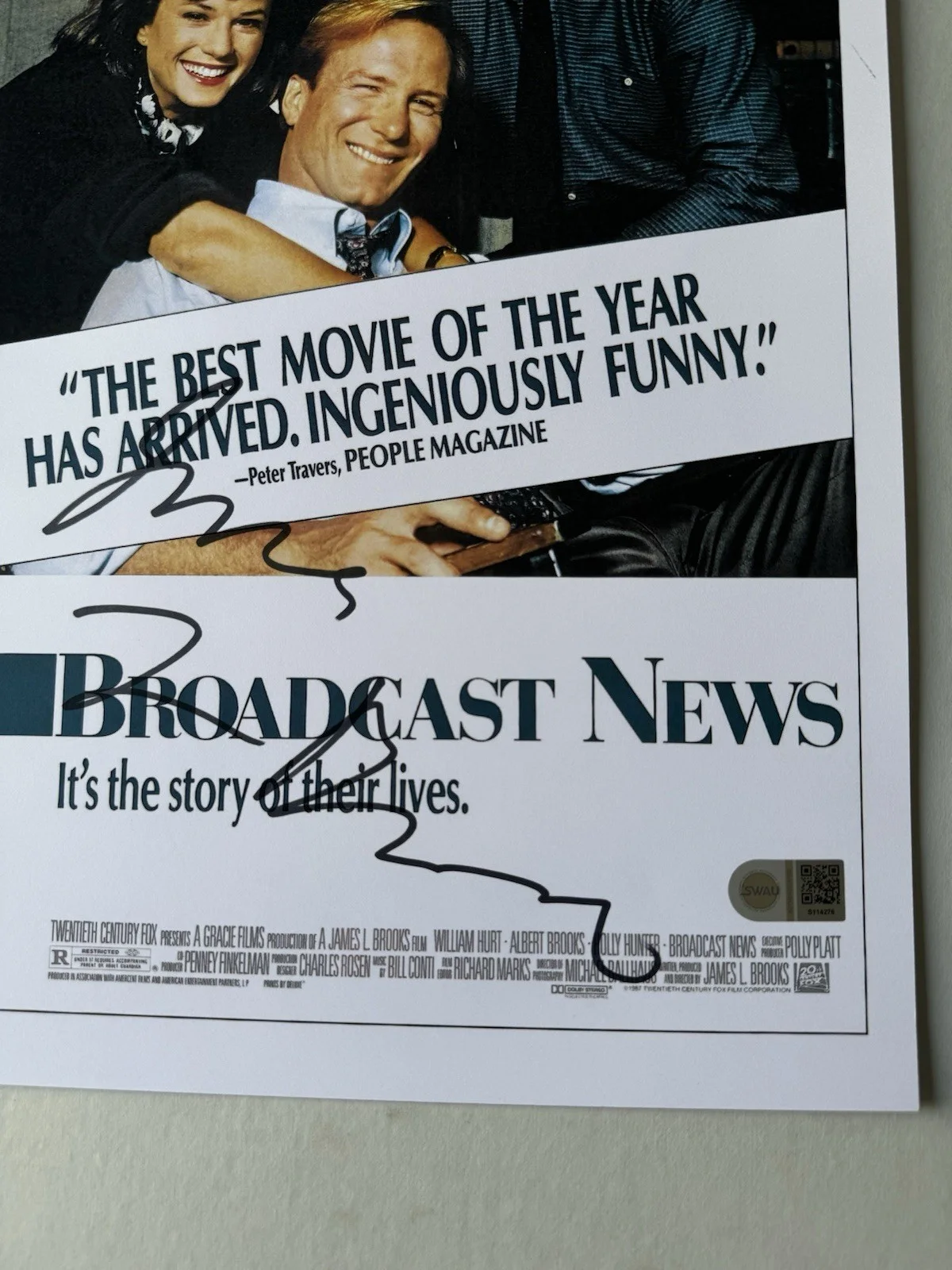 JAMES L. BROOKS SIGNED BROADCAST NEWS 11X17 MOVIE POSTER SWAU AUTHENTICATED, изображение 2