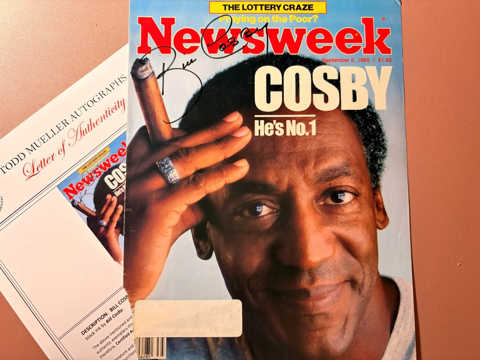 Bill Cosby — Bill Cosby Signed•Cover NEWSWEEK 1985•Todd Mueller Autographs COA•Original Sign