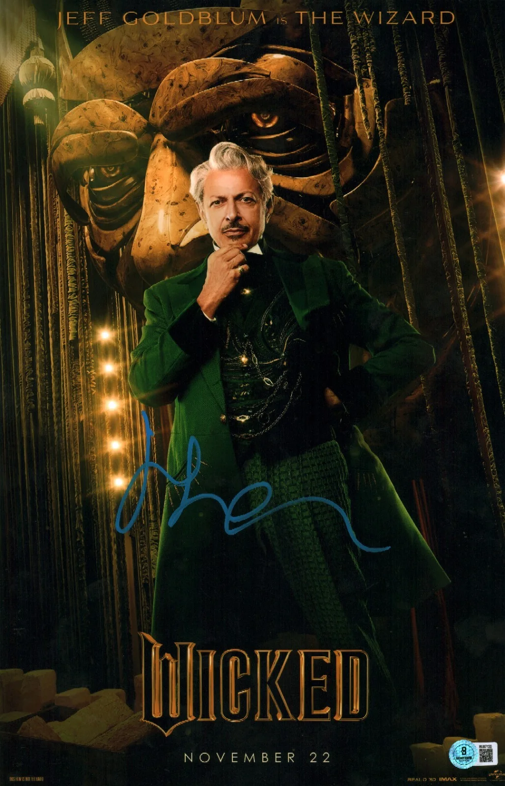 jeff goldblum — JEFF GOLDBLUM SIGNED WICKED THE WIZARD 11X17 PHOTO OZ BECKETT BAS COA