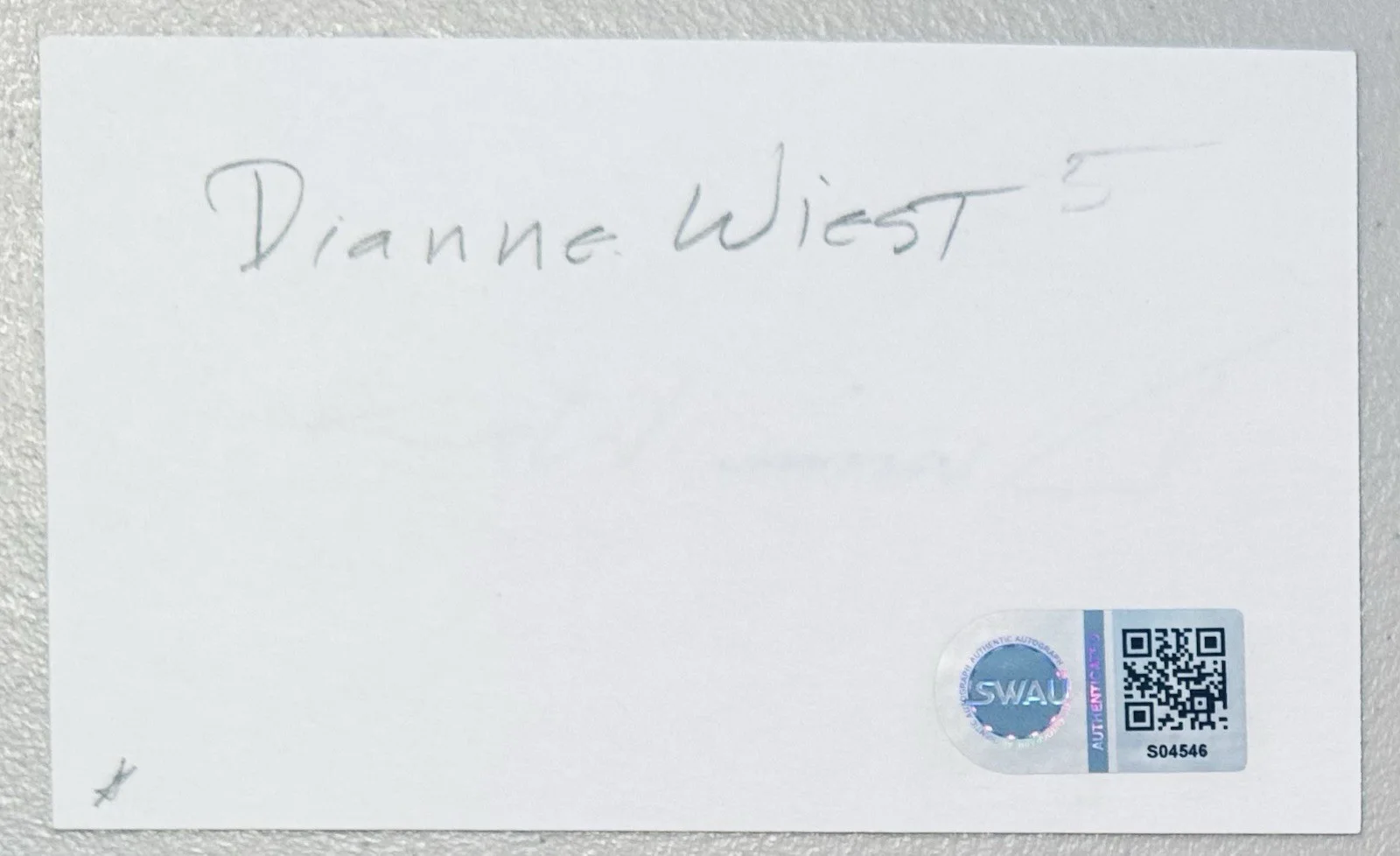 Dianne Wiest Signed Autographed 3x5 Card SWAU Authenticated Edward Scissorhands, изображение 2