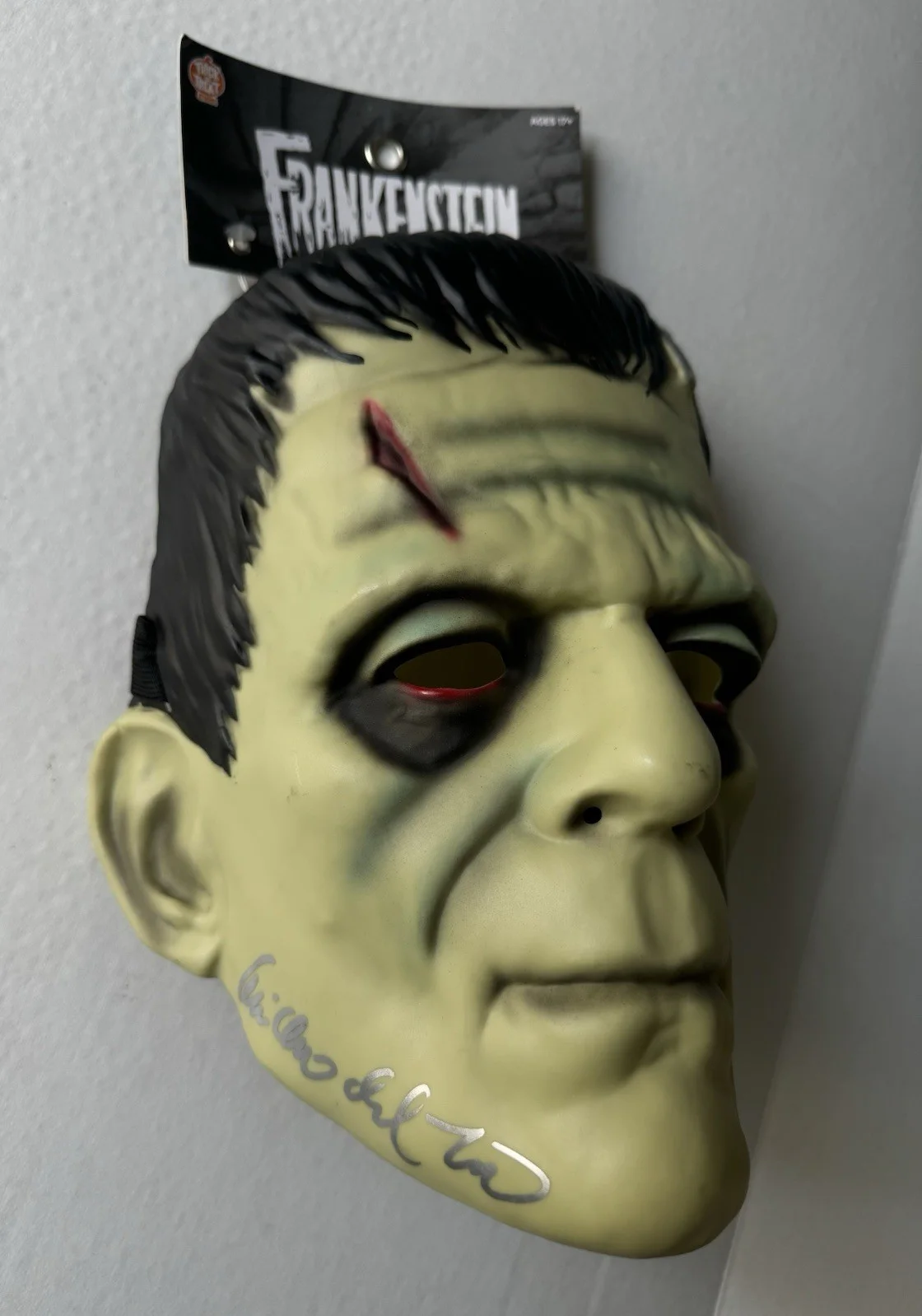 Guillermo Del Toro — GUILLERMO DEL TORO Signed FRANKENSTEIN Halloween MASK with SWAU COA autograph, image 3