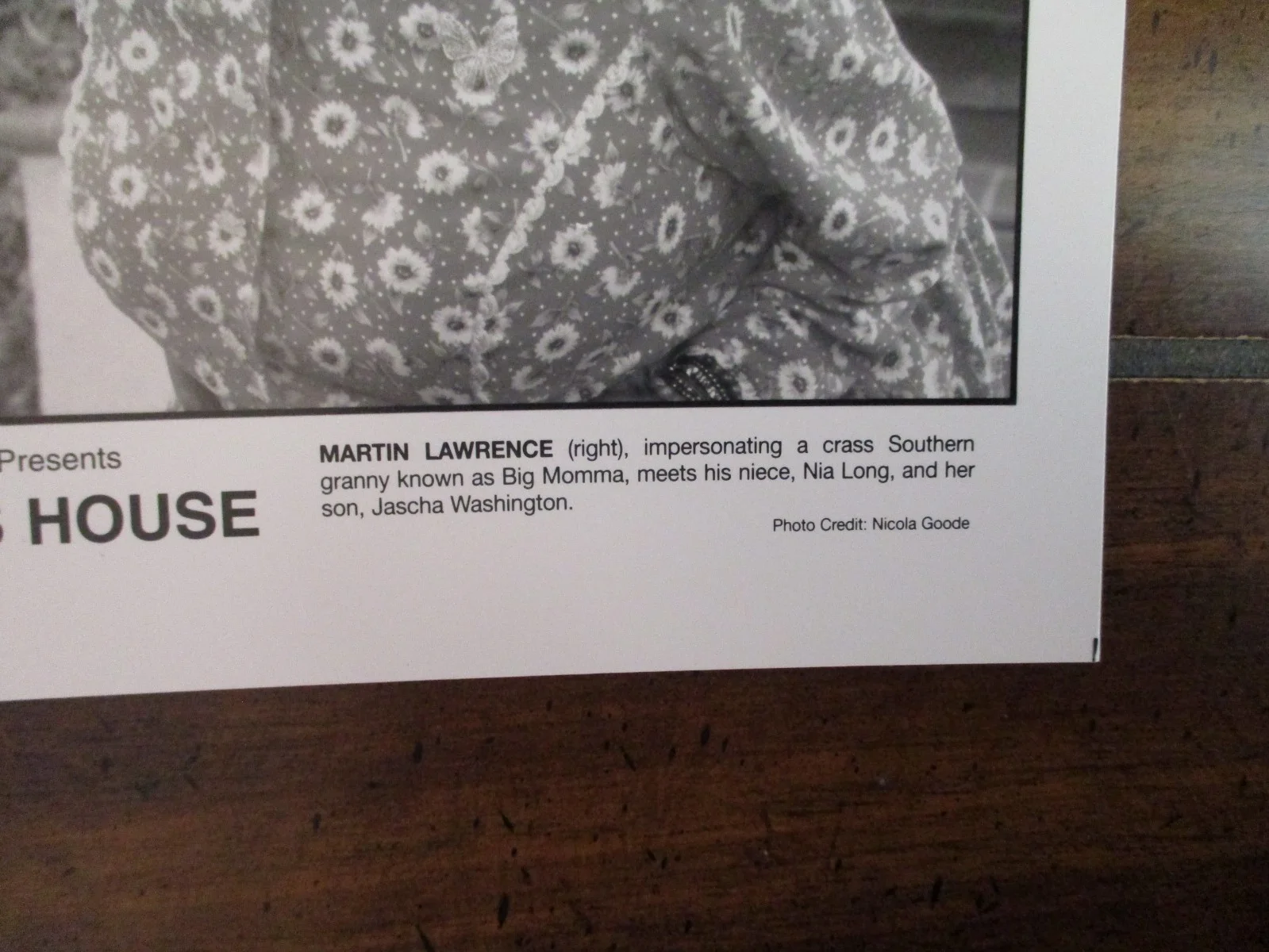 Nia Long/Martin Lawrence/Jascha Washington(BIG MOMMA'S HOUSE)2000 10x8 B&W Photo, изображение 2