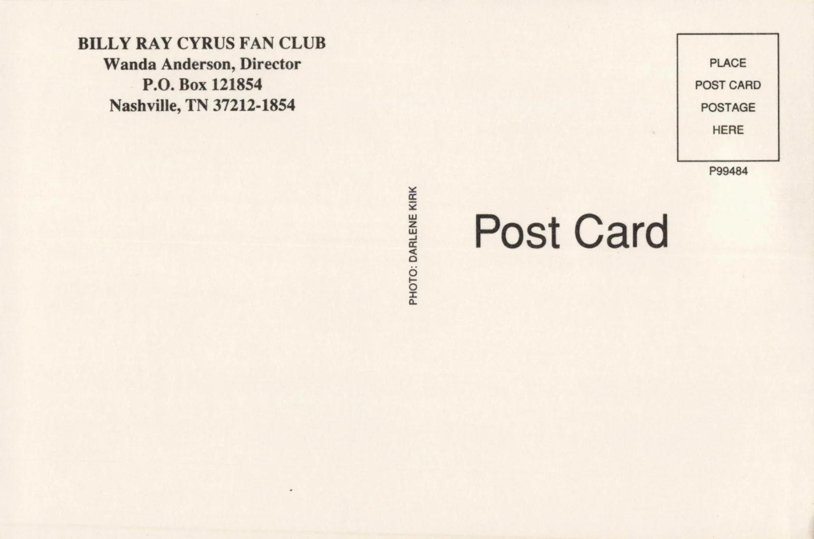 Autographed Postcard - Billy Ray Cyrus - Country Music, image 2