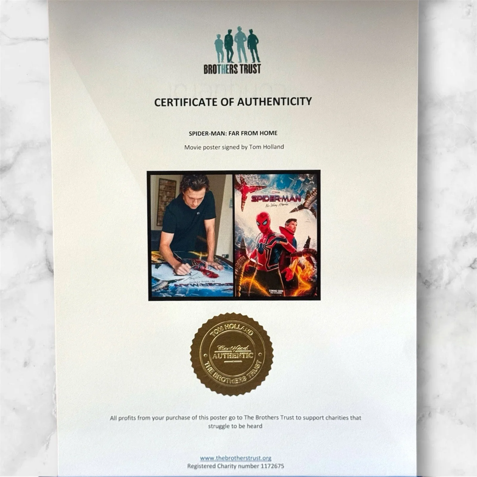 Tom Holland — Tom Holland Signed Auto 27x40 Spider-Man No Way Home Movie Poster COA Dr Strange, изображение 3