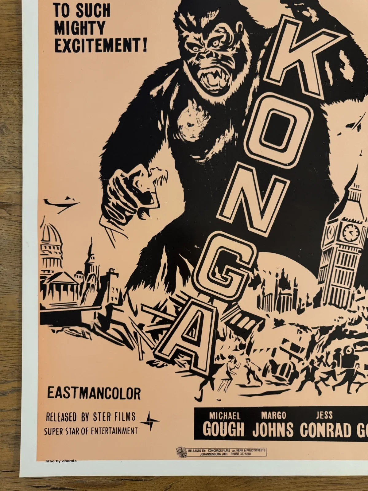 Konga Original South African movie poster Johannesburg Rare, изображение 3