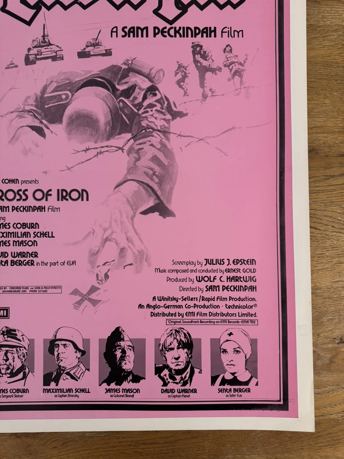 Cross of Iron Original South African movie poster Johannesburg Rare, изображение 2