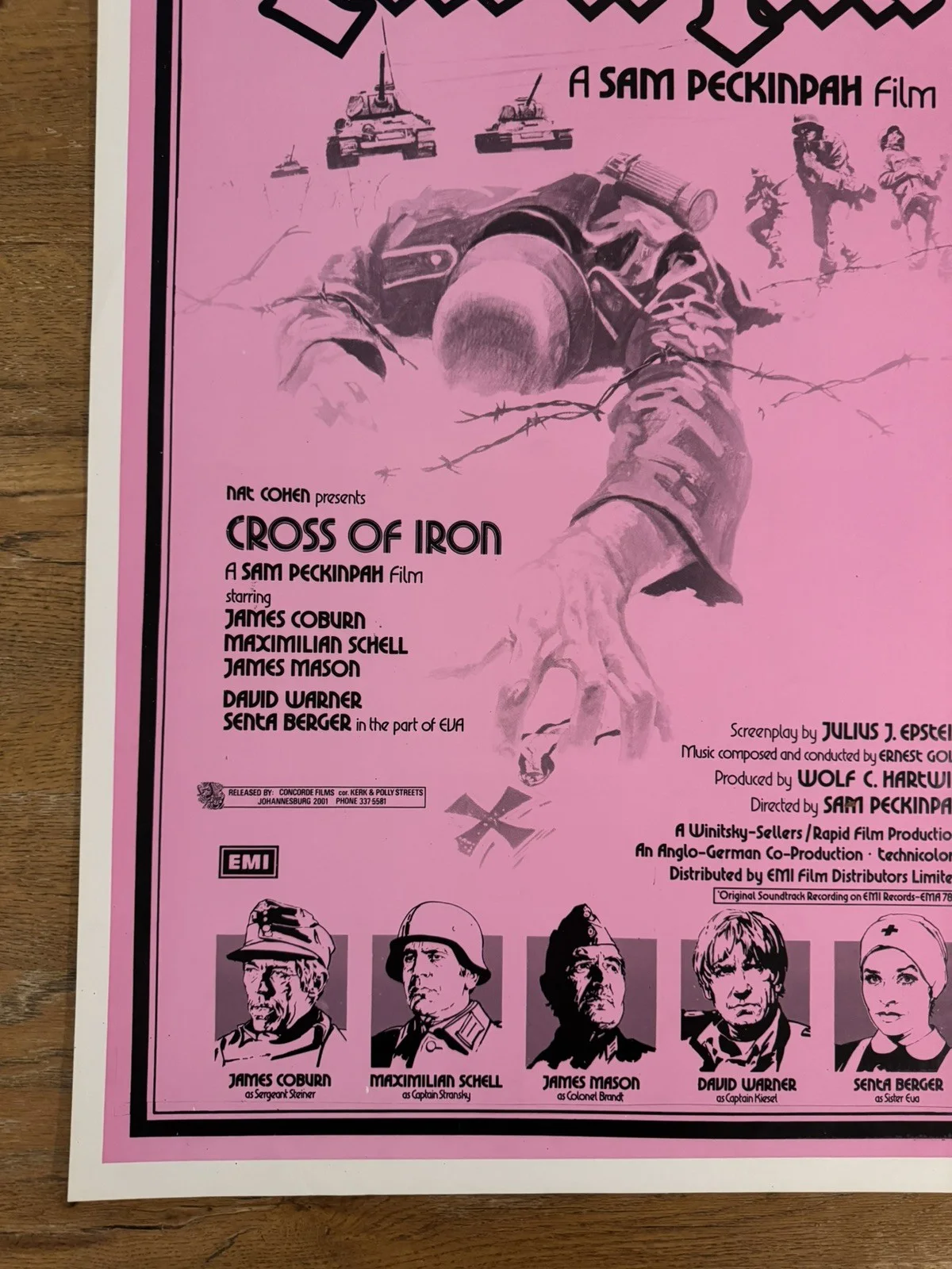 Cross of Iron Original South African movie poster Johannesburg Rare, изображение 4