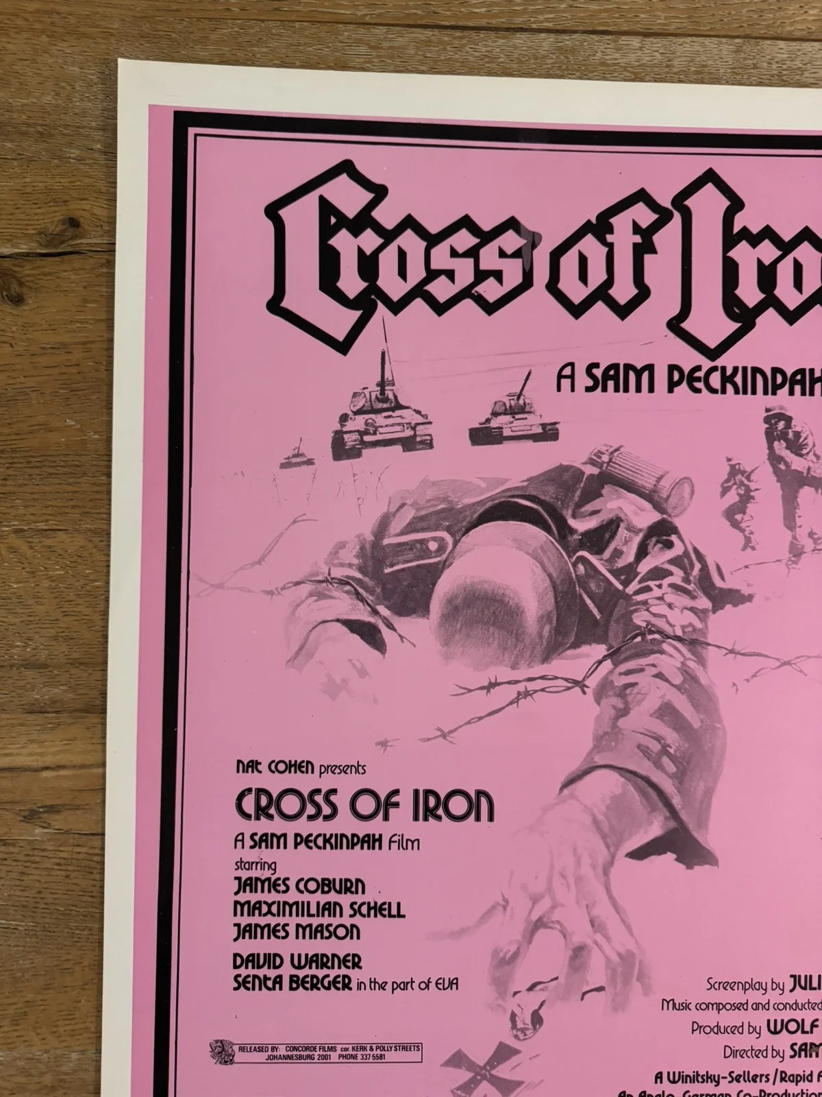 Cross of Iron Original South African movie poster Johannesburg Rare, изображение 5