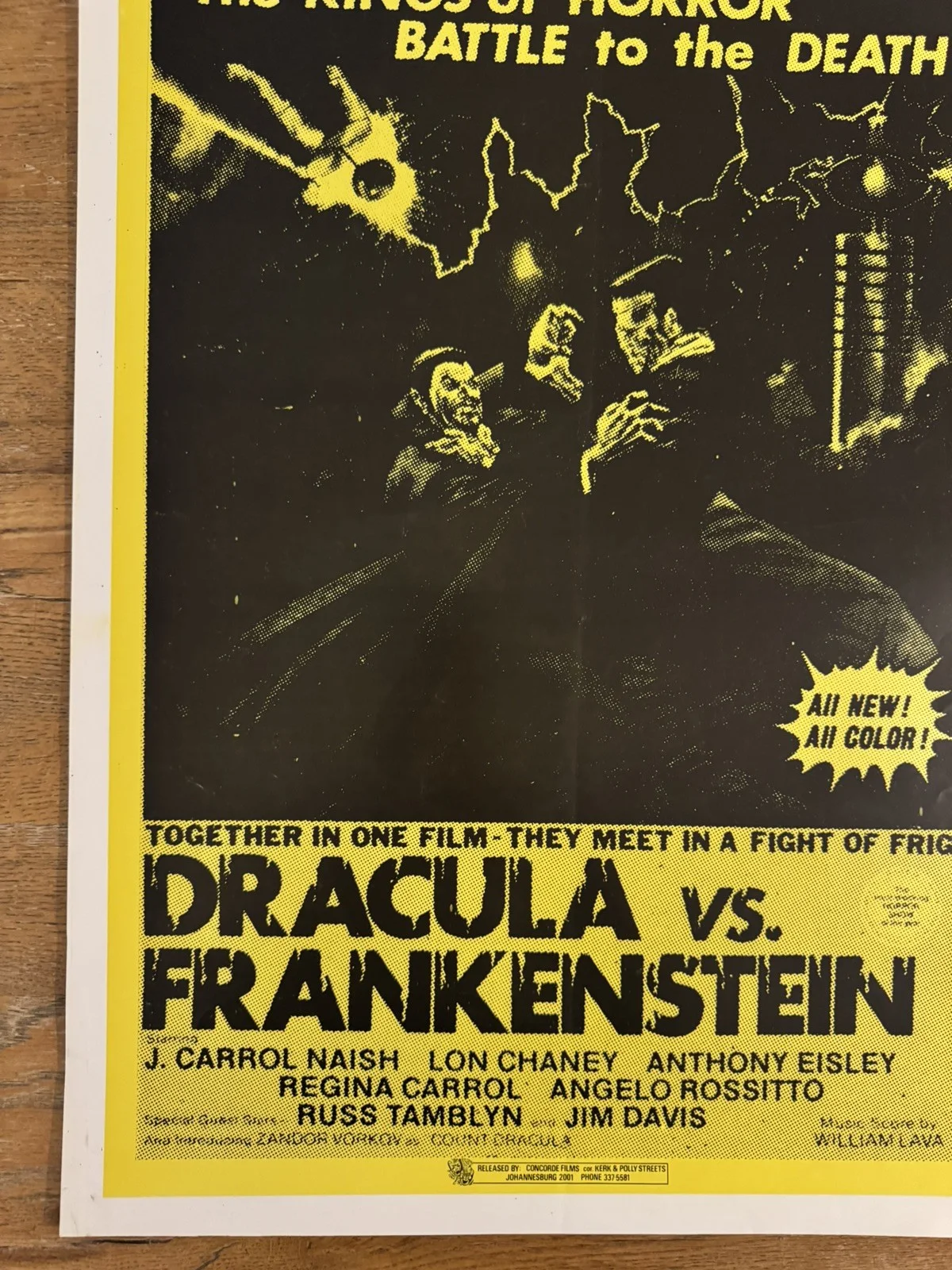 Dracula VS Frankenstein Original South African movie poster Johannesburg Rare, изображение 2