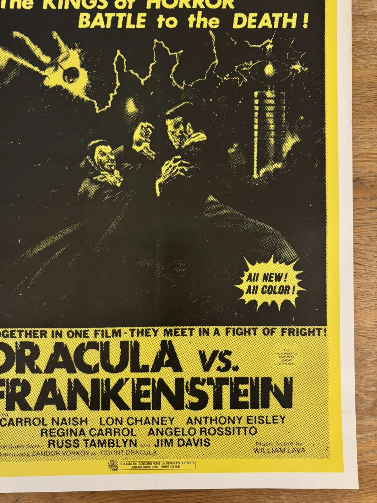 Dracula VS Frankenstein Original South African movie poster Johannesburg Rare, изображение 5