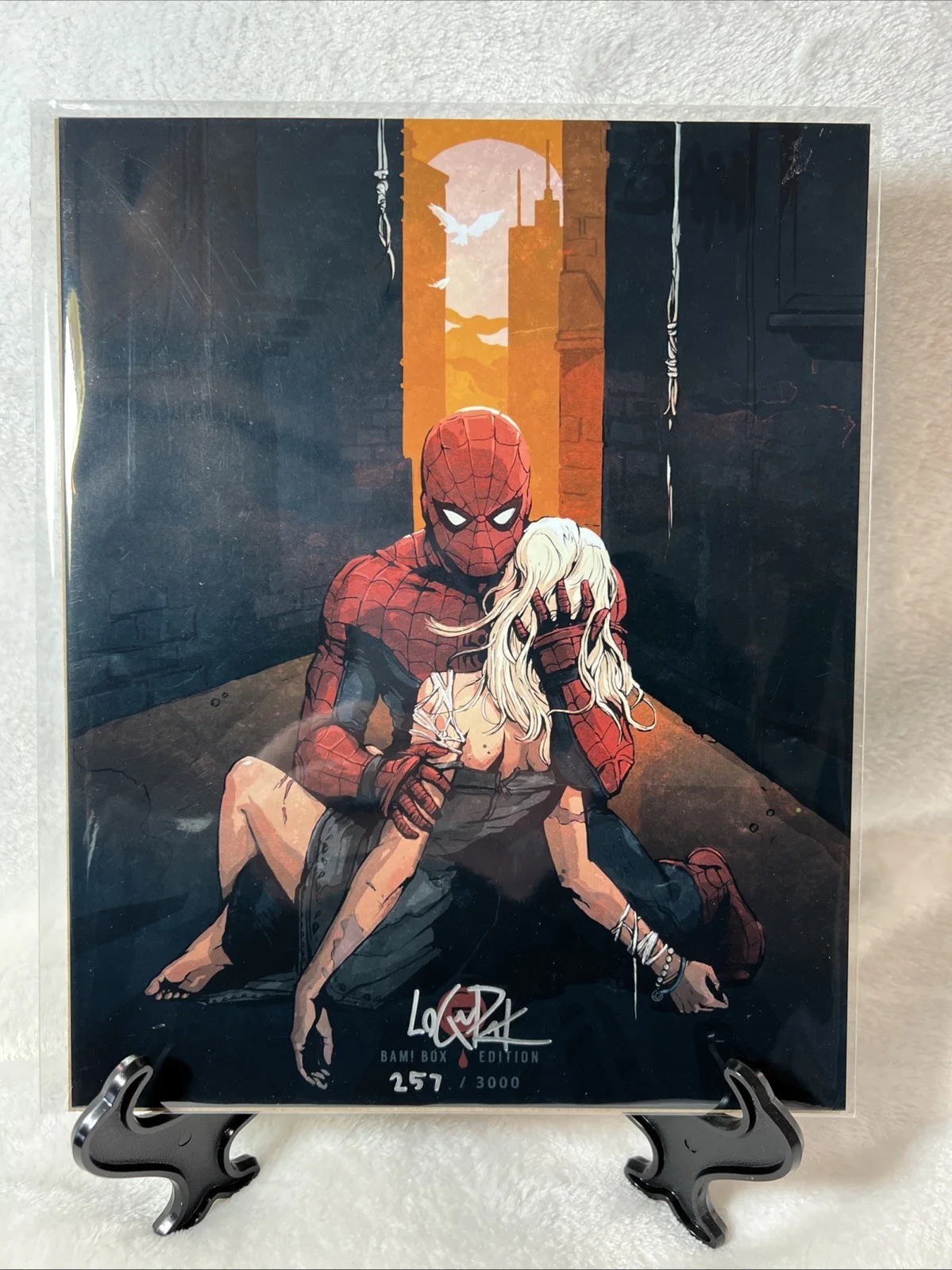Logan Pack — Logan Pack Signed 8x10 BAM BOX Death of Gwen Stacy Print 257/3000 COA Spider Man