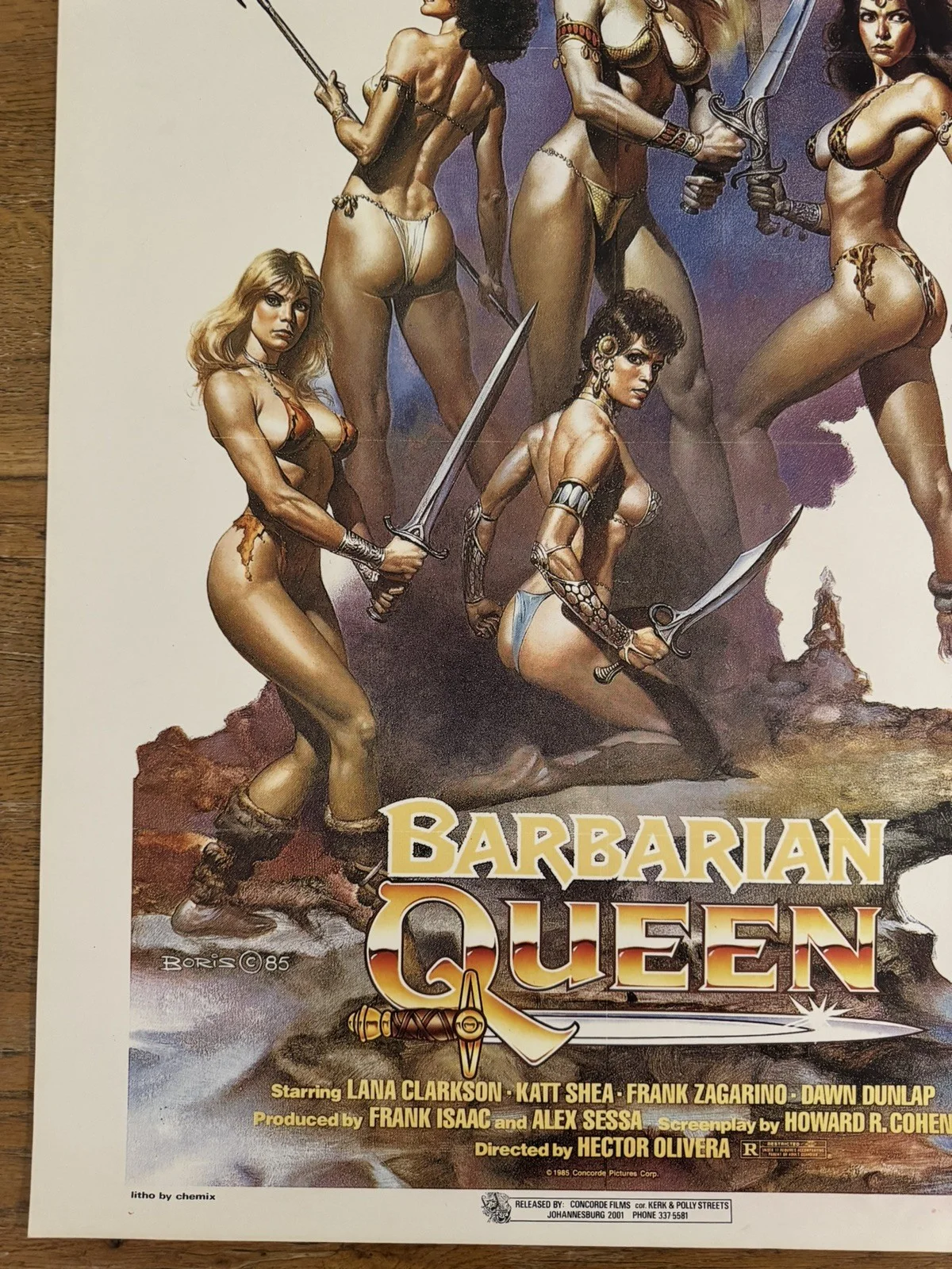 Barbarian Queen Original South African movie poster Rare Boris Vallejo, изображение 3
