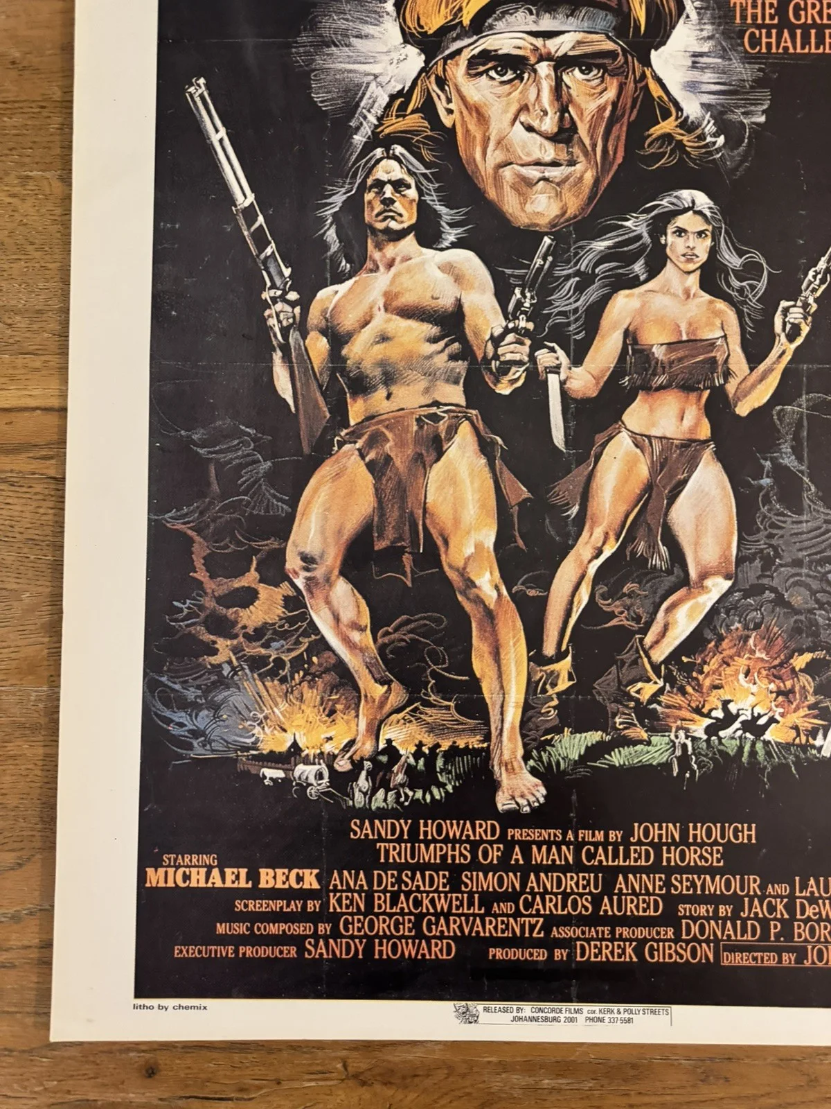 Triumph of a man called horse Original South African movie poster Rare, изображение 3