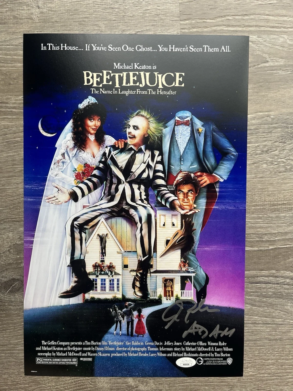 Alec Baldwin — Alec Baldwin Signed Inscribed Beetlejuice 11x17 Photo JSA COA Adam Maitland, image 2