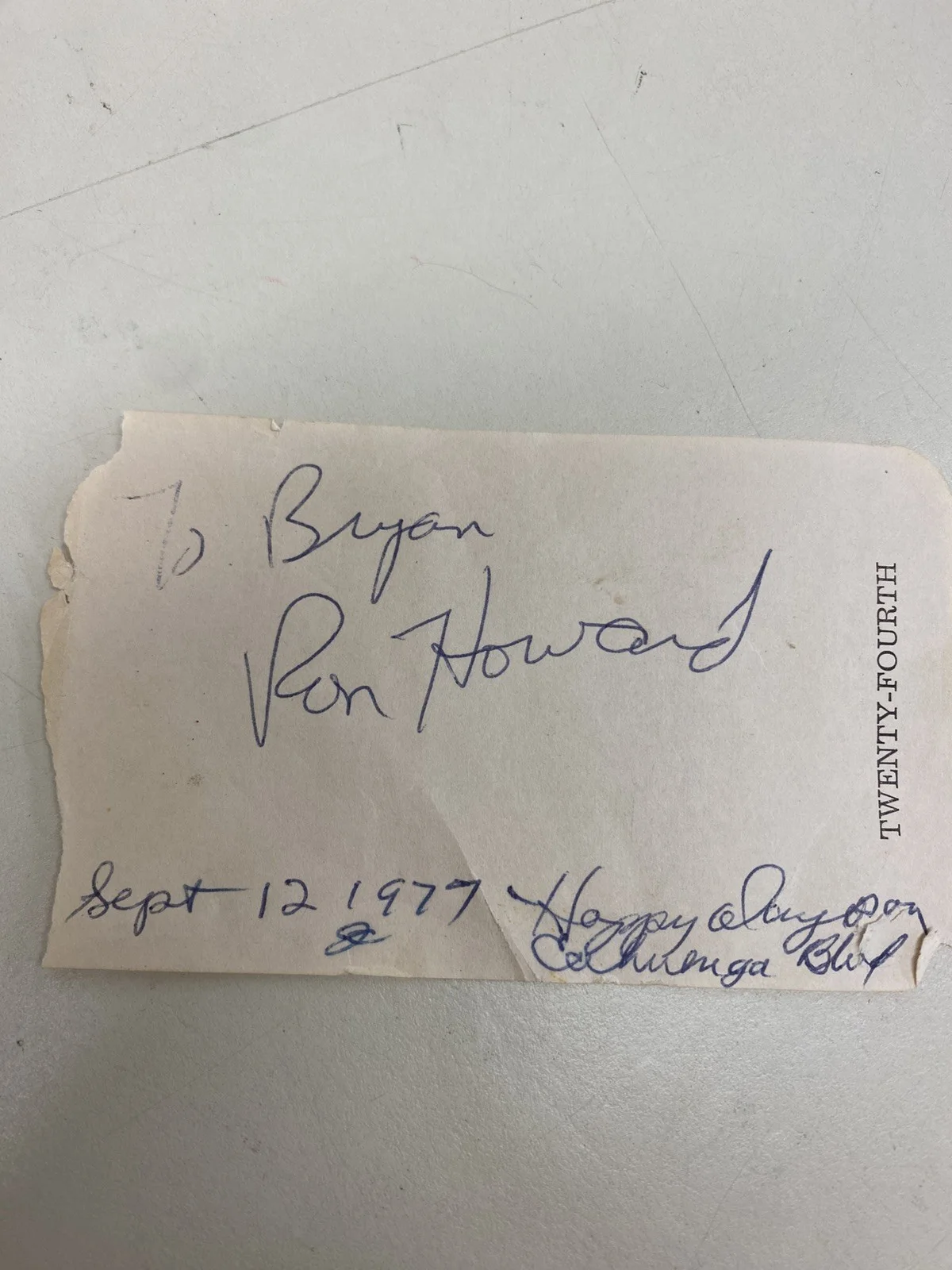 Vintage Sept. 12, 1977 RON HOWARD Autographed Happy Days On Cahuenga Blvd, изображение 2