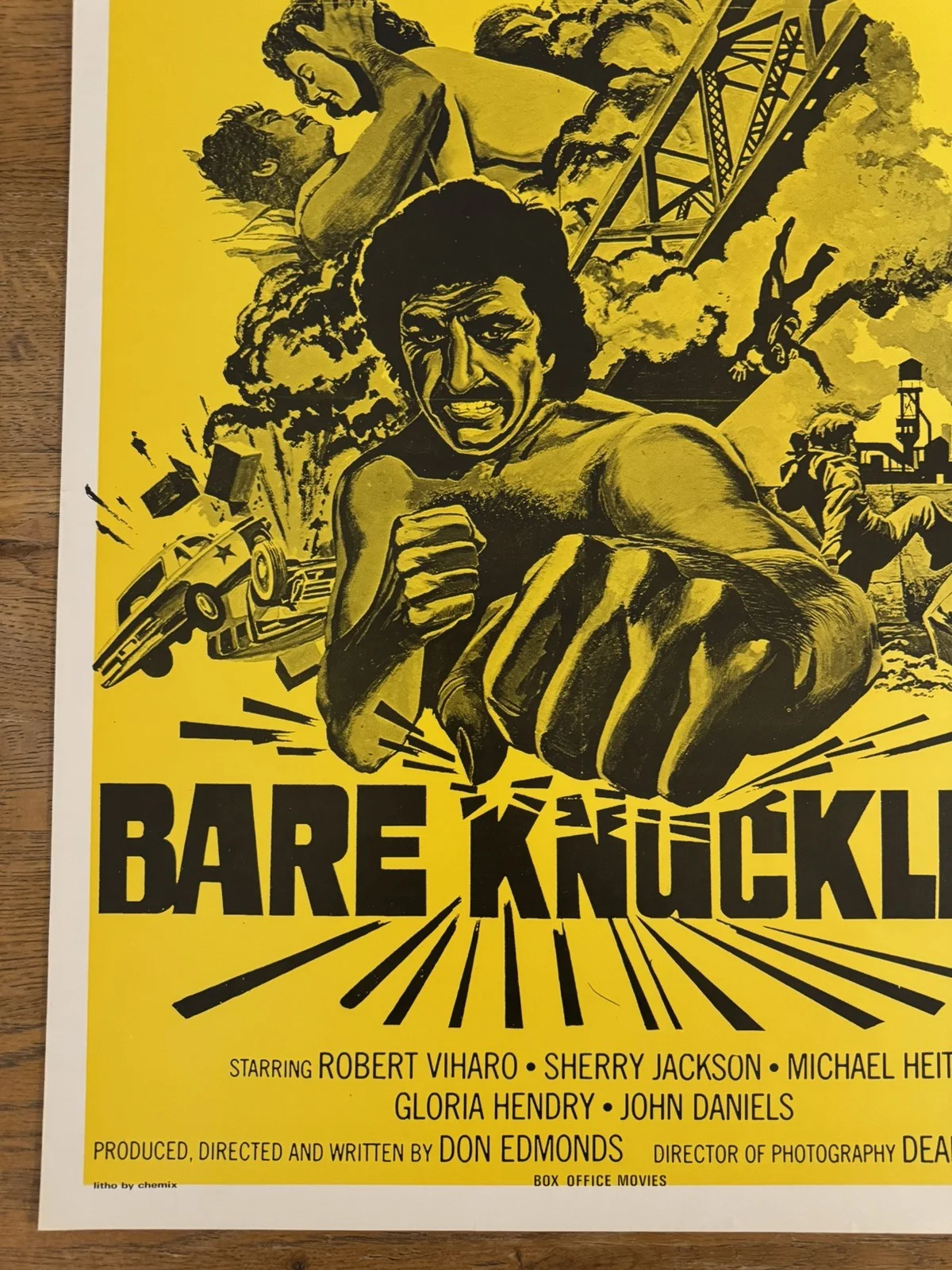 Bare Knuckles Original South African movie poster Johannesburg Rare, изображение 2