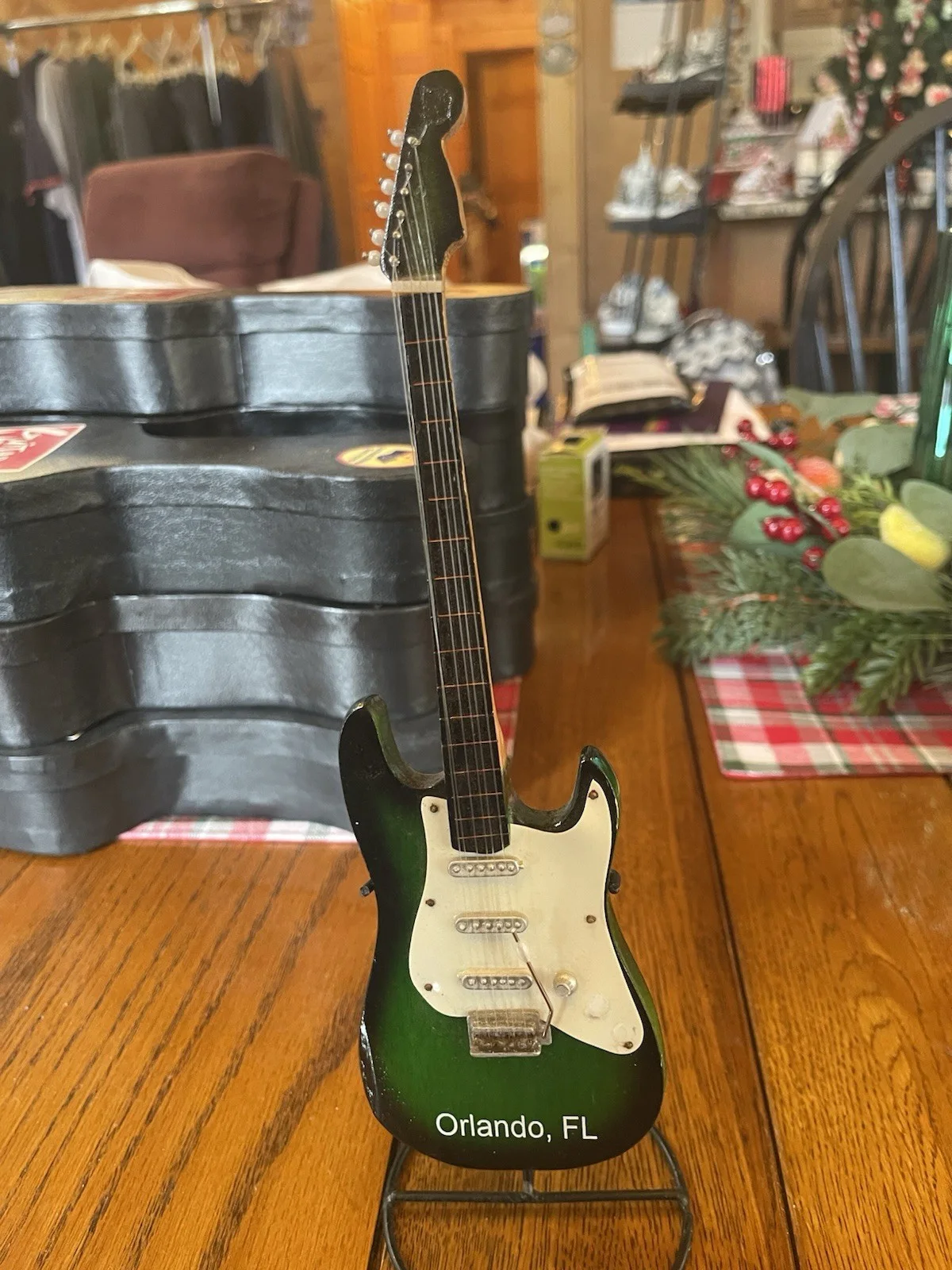 Green Electric Guitar W/Stand Says Orlando, FL From Gift shop, image 2