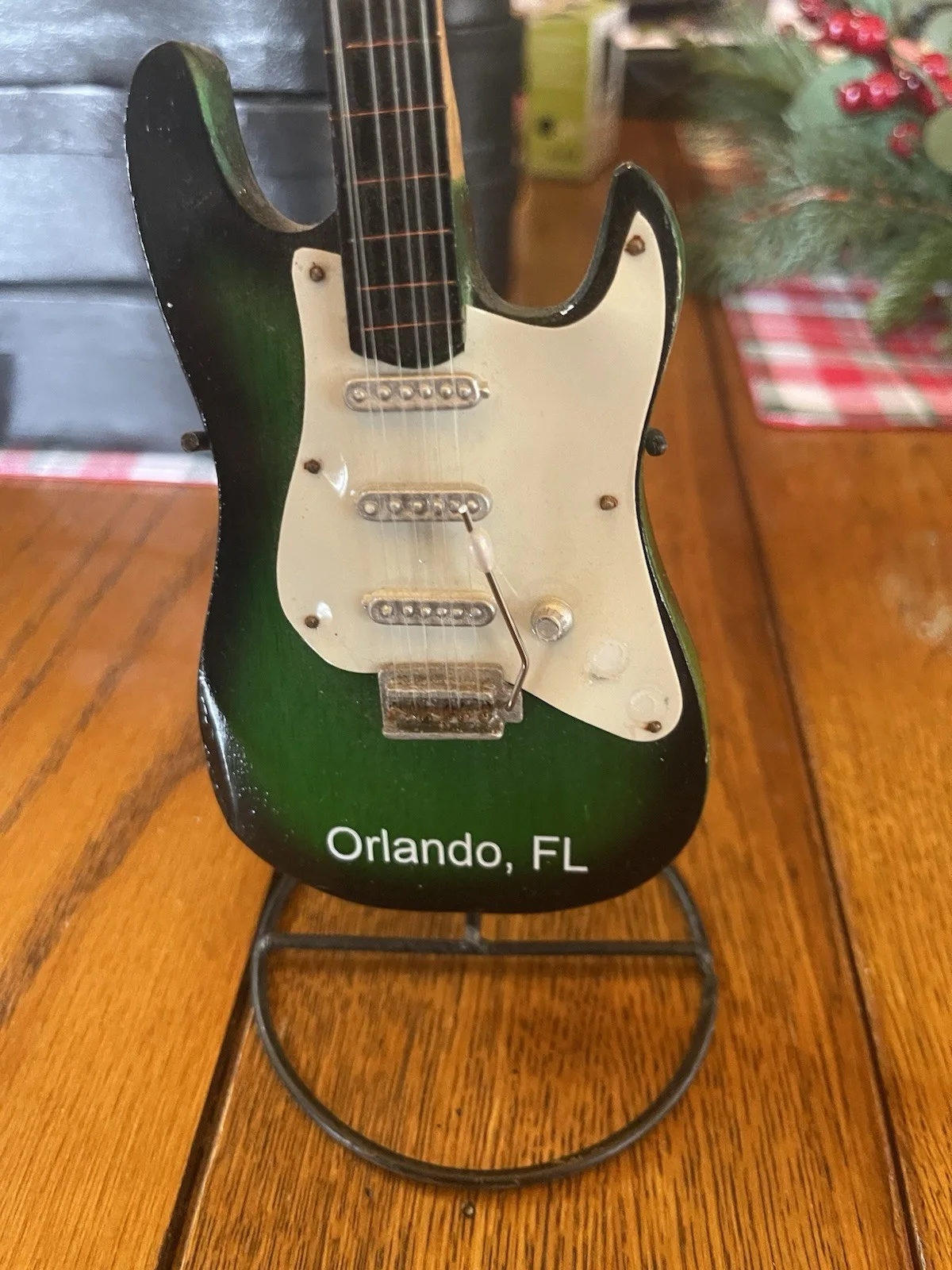 Green Electric Guitar W/Stand Says Orlando, FL From Gift shop, image 3