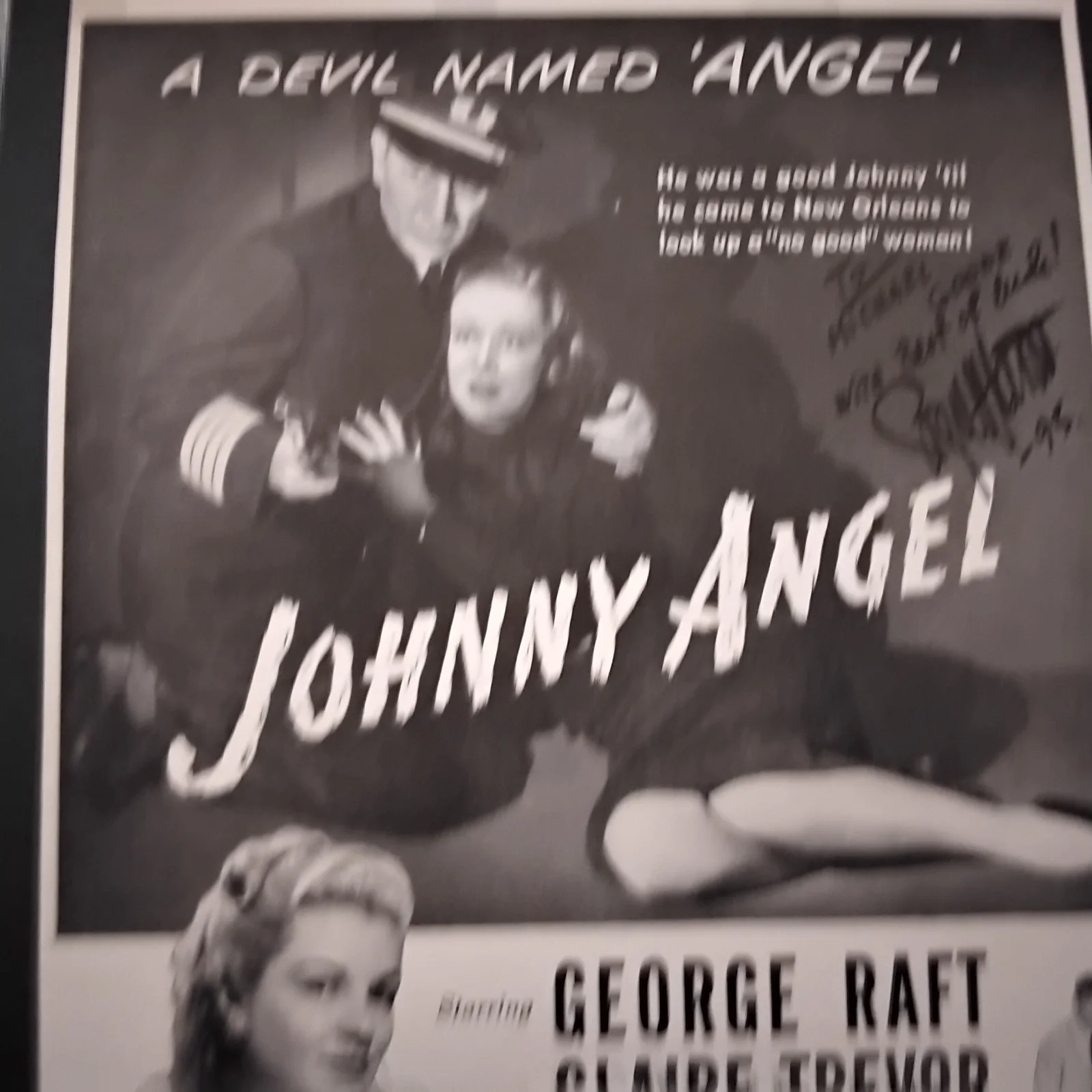 Signe Hasso SIGNED 1945 Movie AD Johnny Angel George Raft Claire Trevor Noir, изображение 2