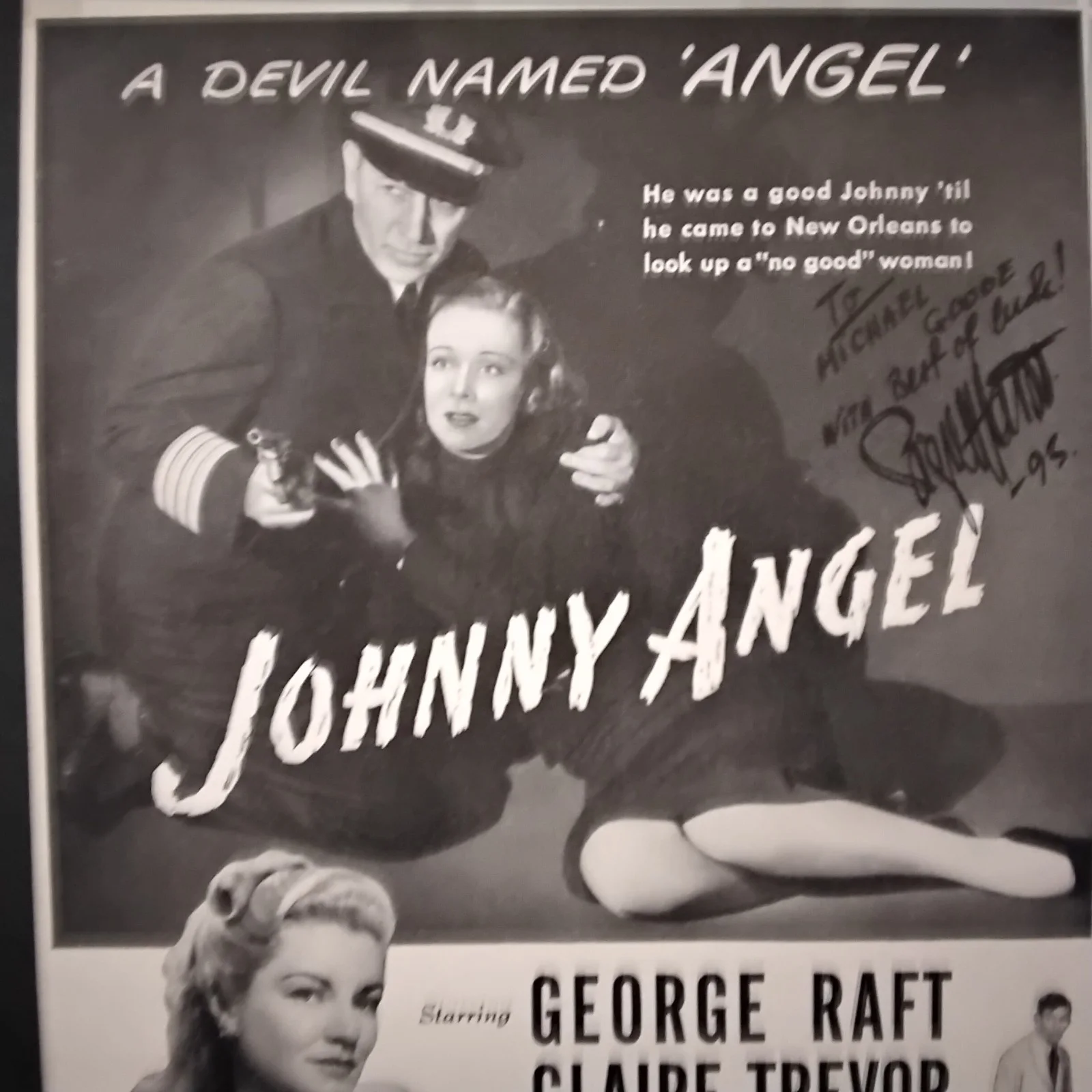 Signe Hasso SIGNED 1945 Movie AD Johnny Angel George Raft Claire Trevor Noir, изображение 5