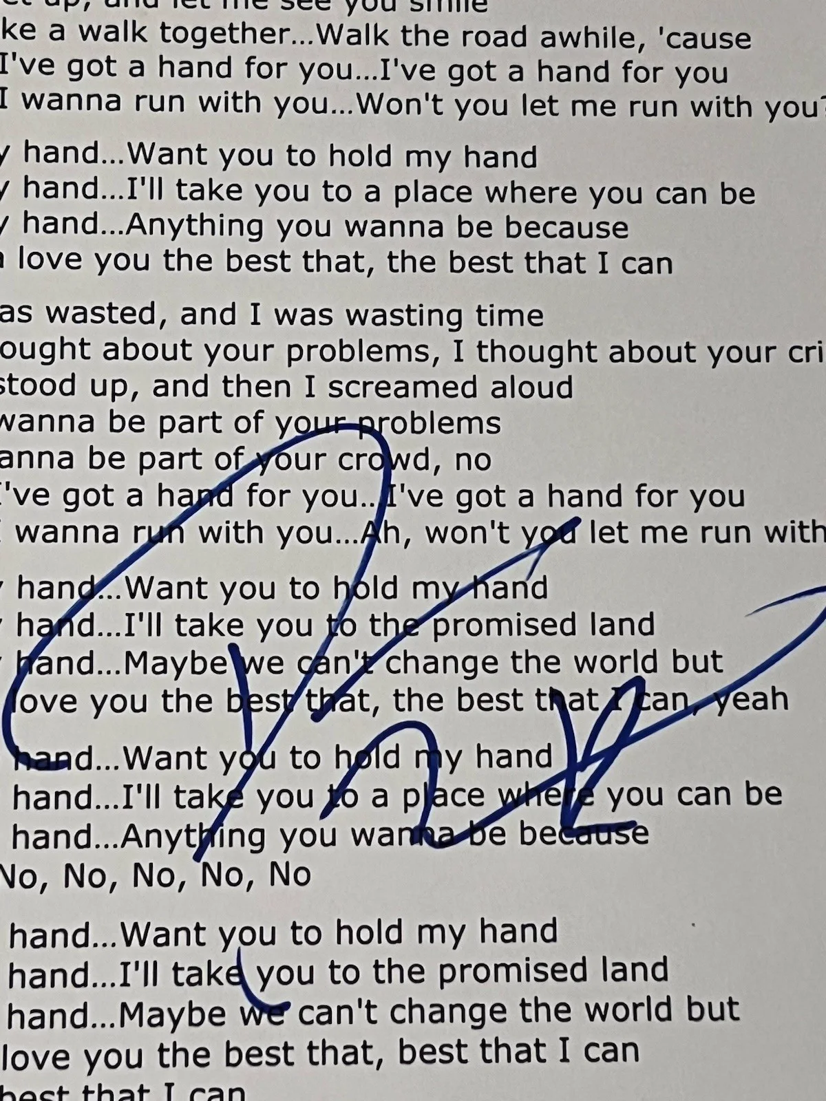 Darius Rucker Signed Lyric Sheet PSA / DNA COA Hold My Hand Hootie Autograph Aut, изображение 2