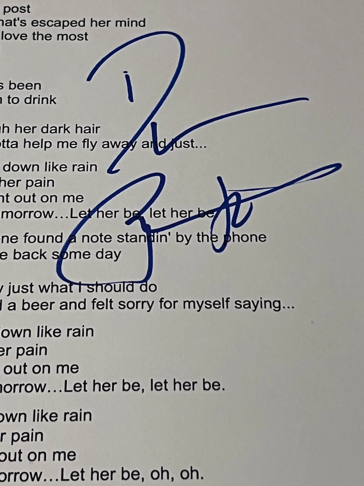 Darius Rucker Signed Lyric Sheet PSA / DNA COA Let Her Cry Hootie Autograph Auto, image 2