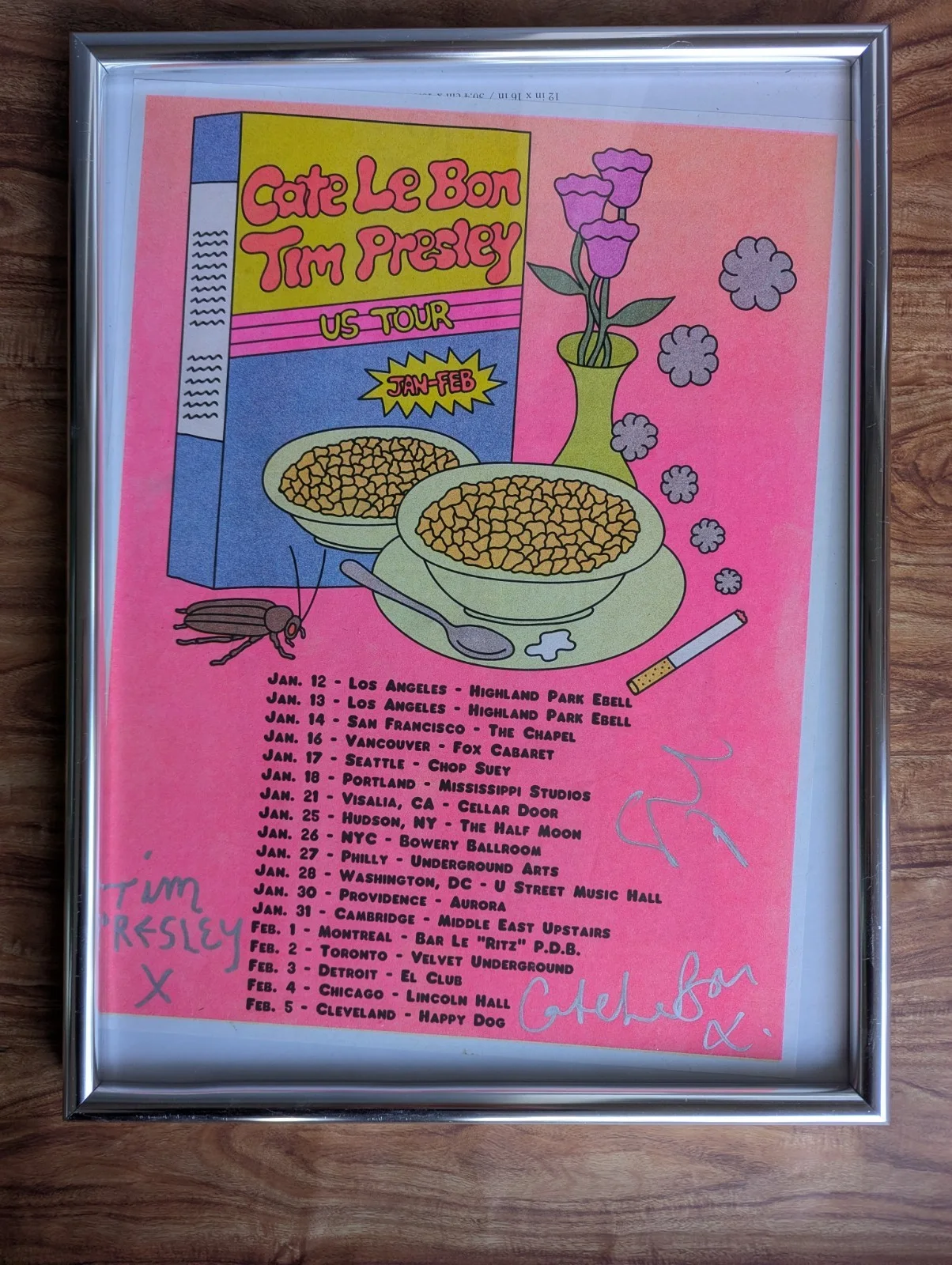 Tim Presley cate lebon Signed Tour Poster, image 3