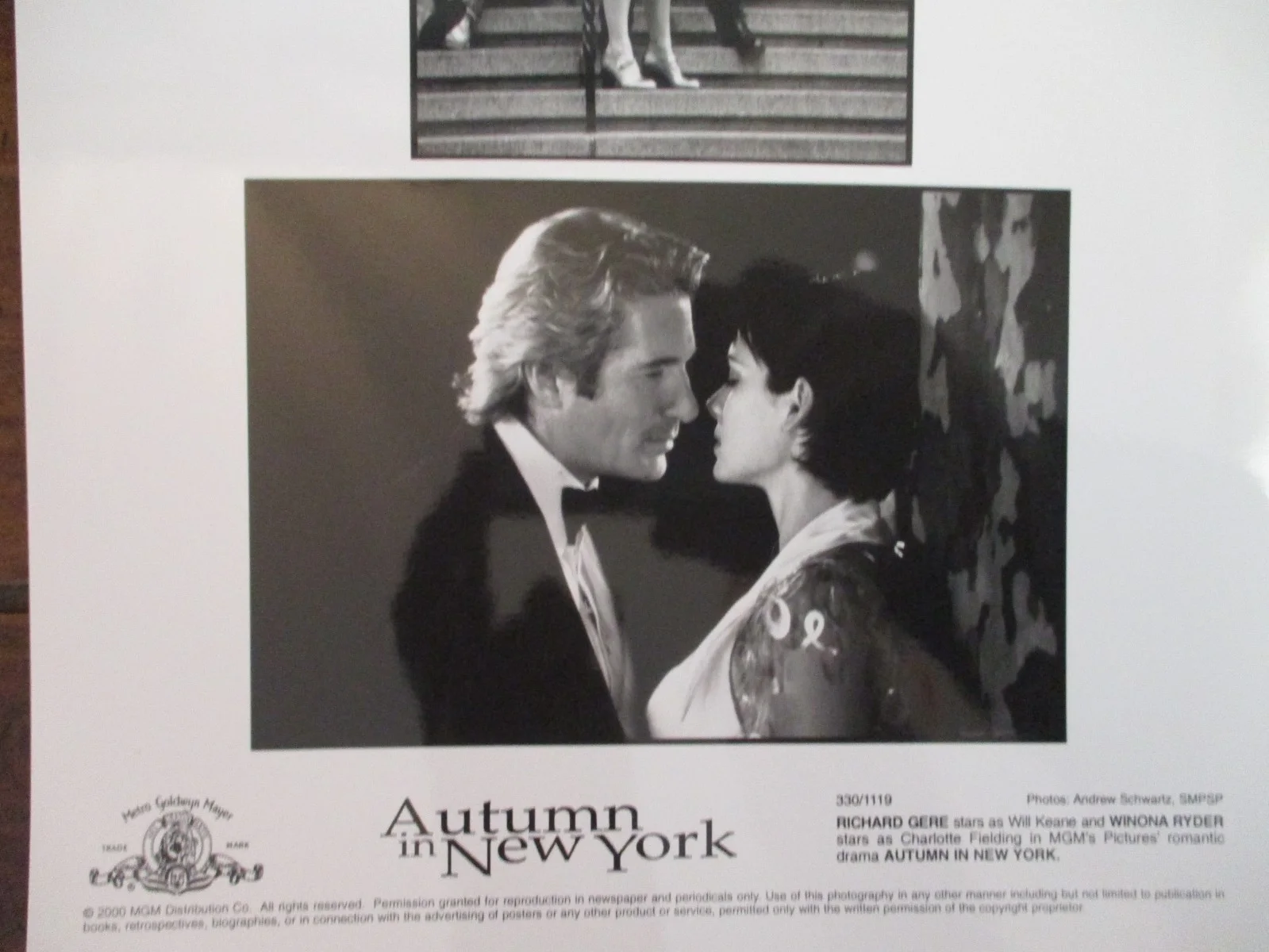 (AUTUMN IN NEW YORK)Richard Gere/Winona Ryder/2000 8 x10 Black/White Press Photo, изображение 2