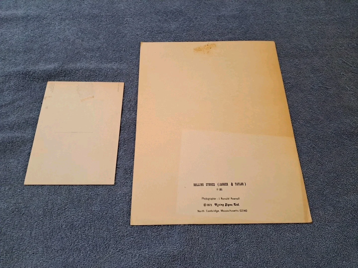 MICK JAGGER/MICK TAYLOR - 1973 RISING SIGNS 11X8.5 CARDBOARD & MICK JAGGER 6X4.5, image 2