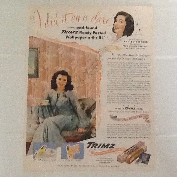 Ann Rutherford SIGNED 1945 Wallpaper Ad 40s Actress GWTW MGM Andy Hardy, изображение 5