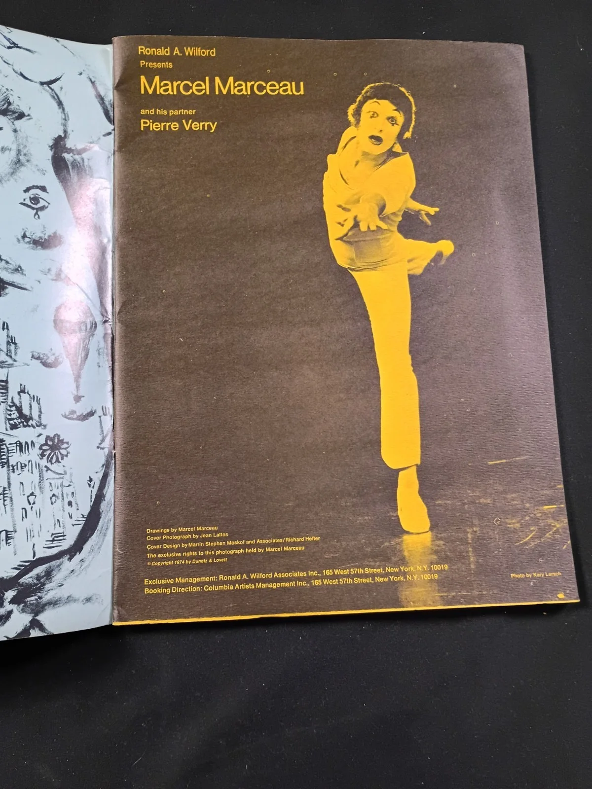 Marcel Marceau — 1974 Marcel Marceau Tour Program SIGNED & Inscribed Inside - 1 Signature Book, image 4
