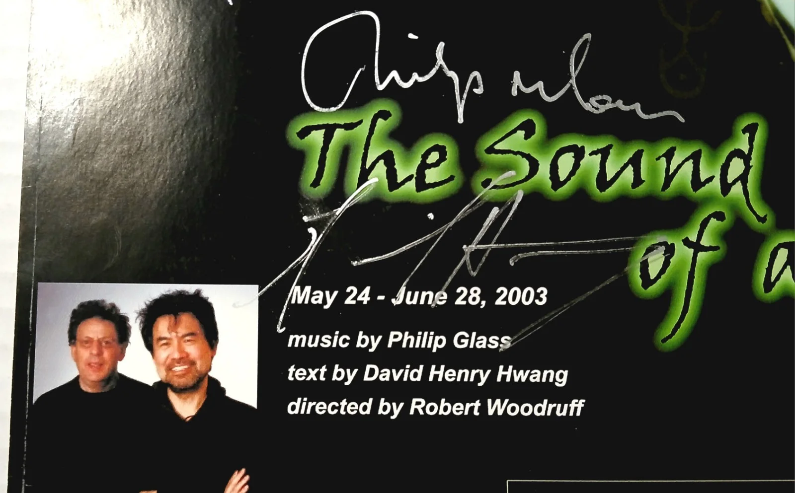 Philip Glass & David Henry Hwang Signed The Sound of a Voice Flyer 2003 Premiere, изображение 2