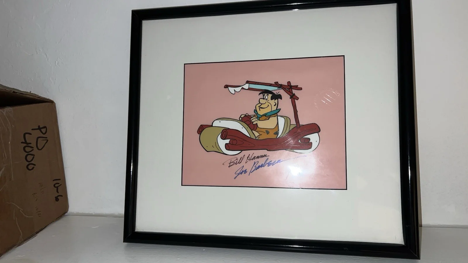 Fred Flintstone Drawing Signed By Hanna & Barbera Autographed Framed, image 2