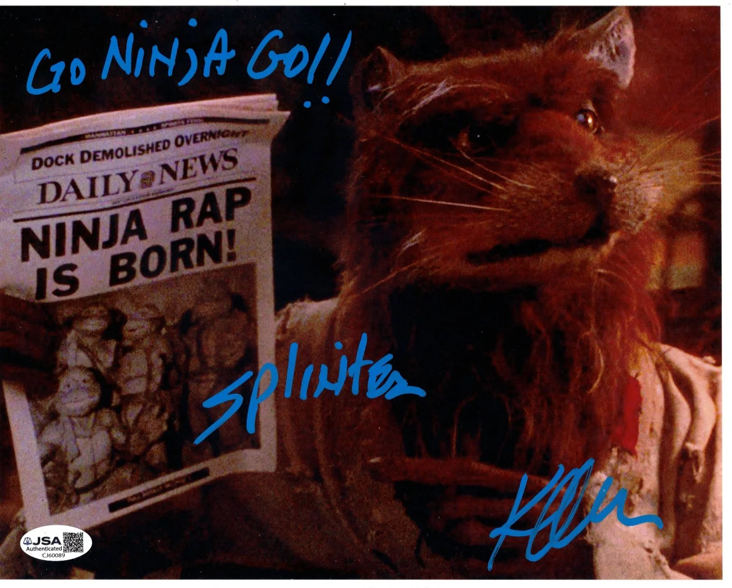 Kevin Clash Signed 8x10 Photo Autograph, TMNT 1990, Splinter, Go Ninja, JSA COA, изображение 2