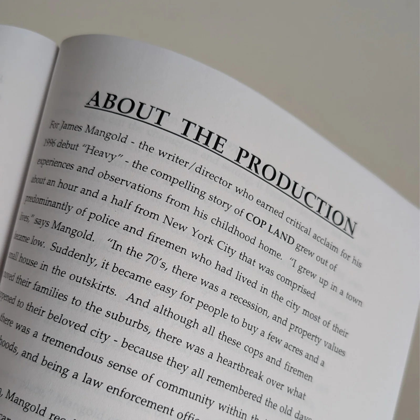COP LAND (1997) Vintage Production Notes (approx. 50 pages) from UK release, image 2