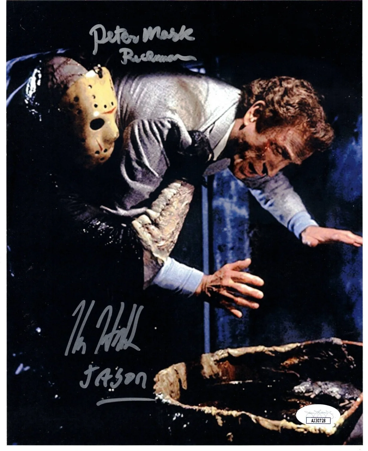 Kane Hodder, Peter Mark Richman Signed 8x10 Photo, Friday the 13th 8, Jason, JSA, image 2