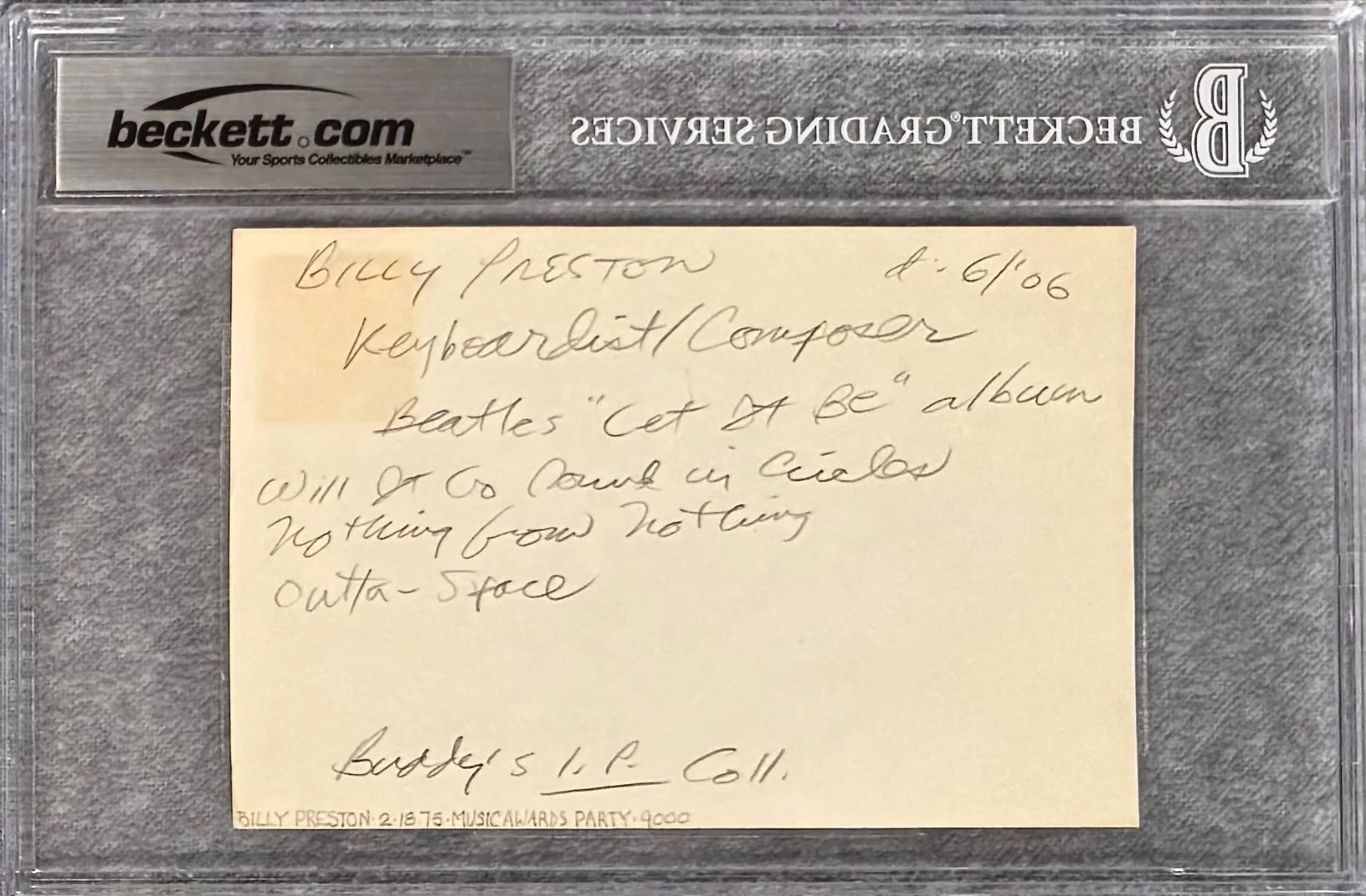 BILLY PRESTON Signed Autographed 4"x6" INDEX CARD Nothing From Nothing BECKETT, image 4