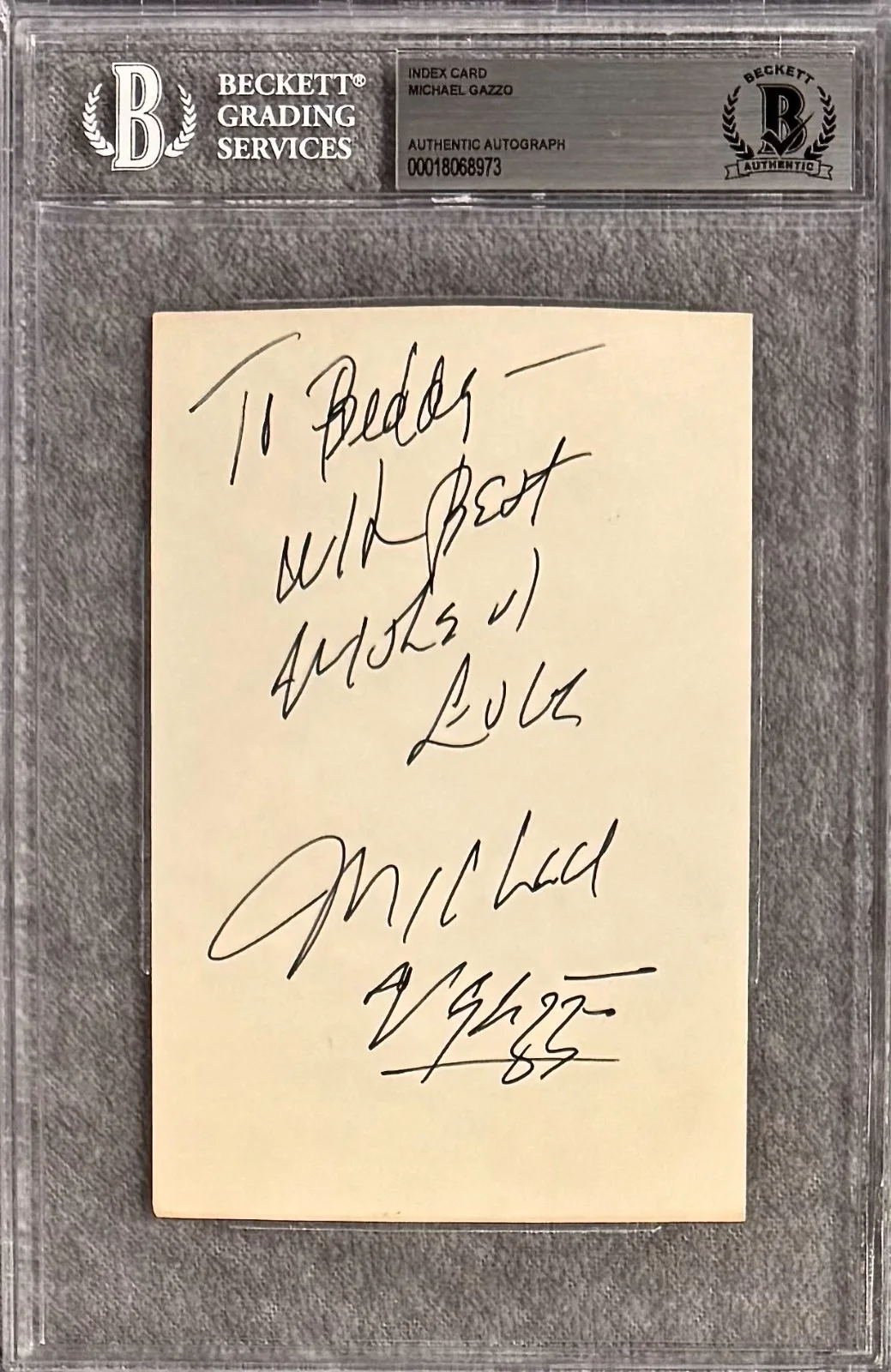 Michael V. Gazzo — MICHAEL V. GAZZO Signed Autograph 4x6 INDEX CARD THE GODFATHER Alligator BECKETT, изображение 3