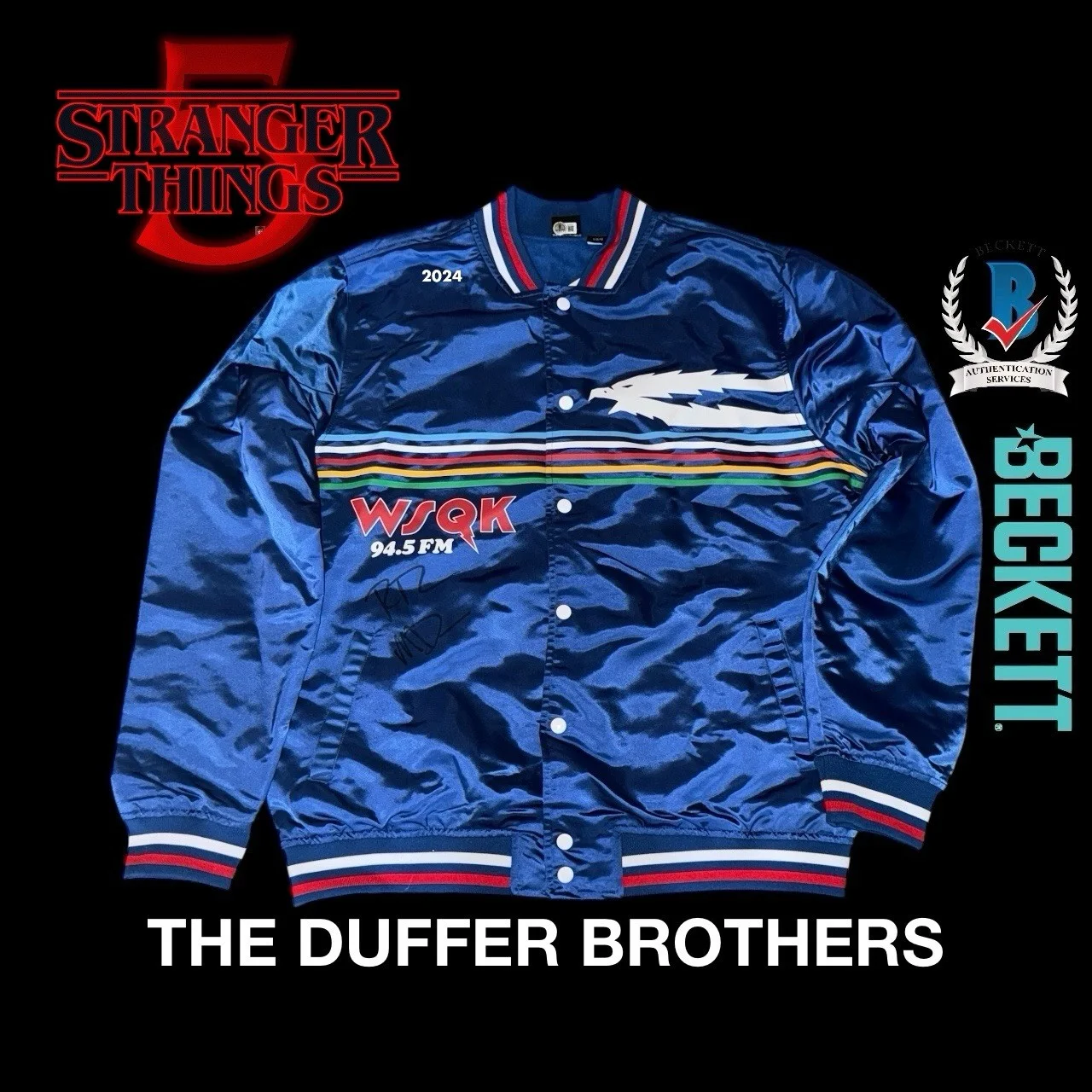 Matt Duffer, Ross Duffer — Duffer Brothers signed Stranger Things Season 5 Jacket L Beckett Holo *